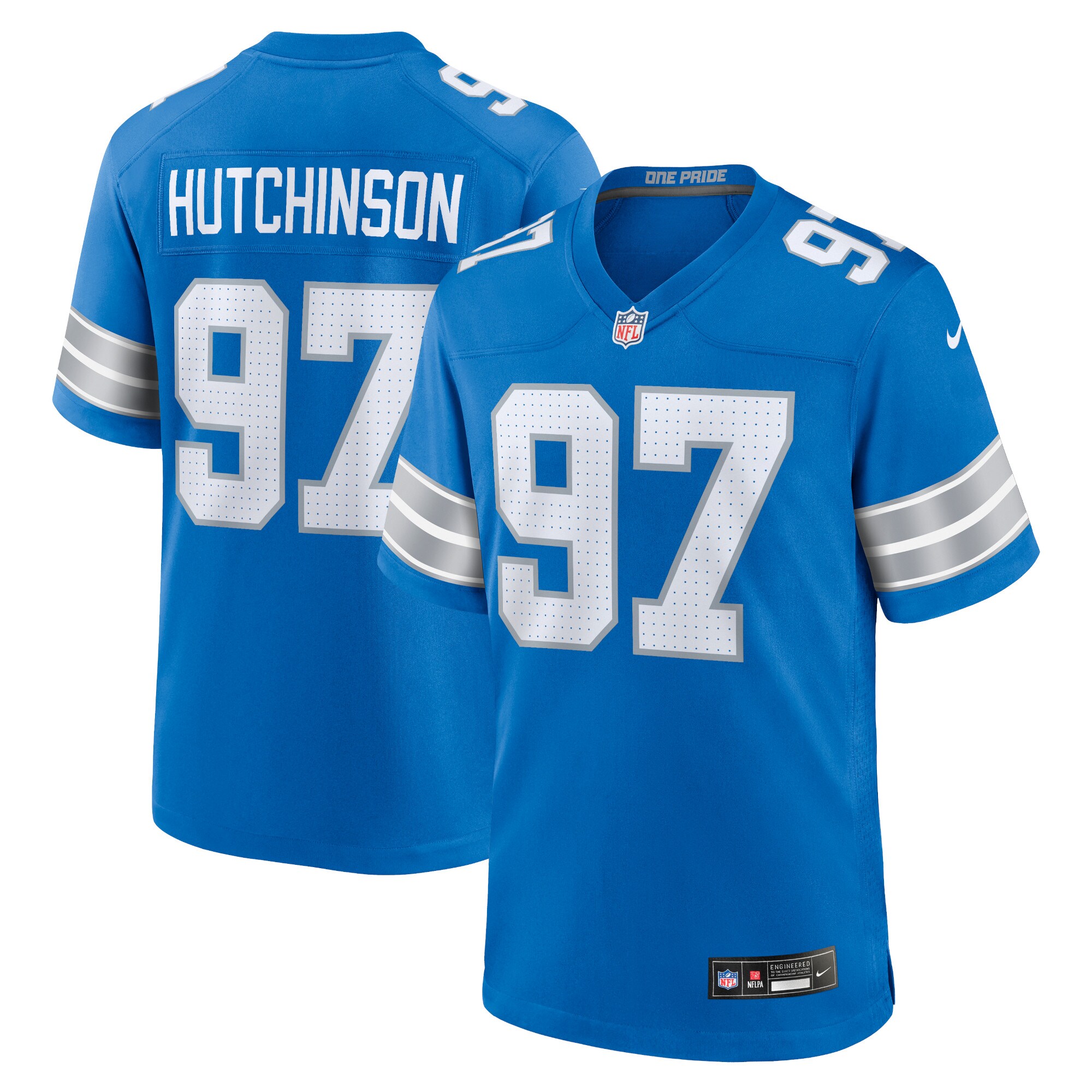 Men's Detroit Lions Aidan Hutchinson Blue Game Jersey JS4144 Saliibo