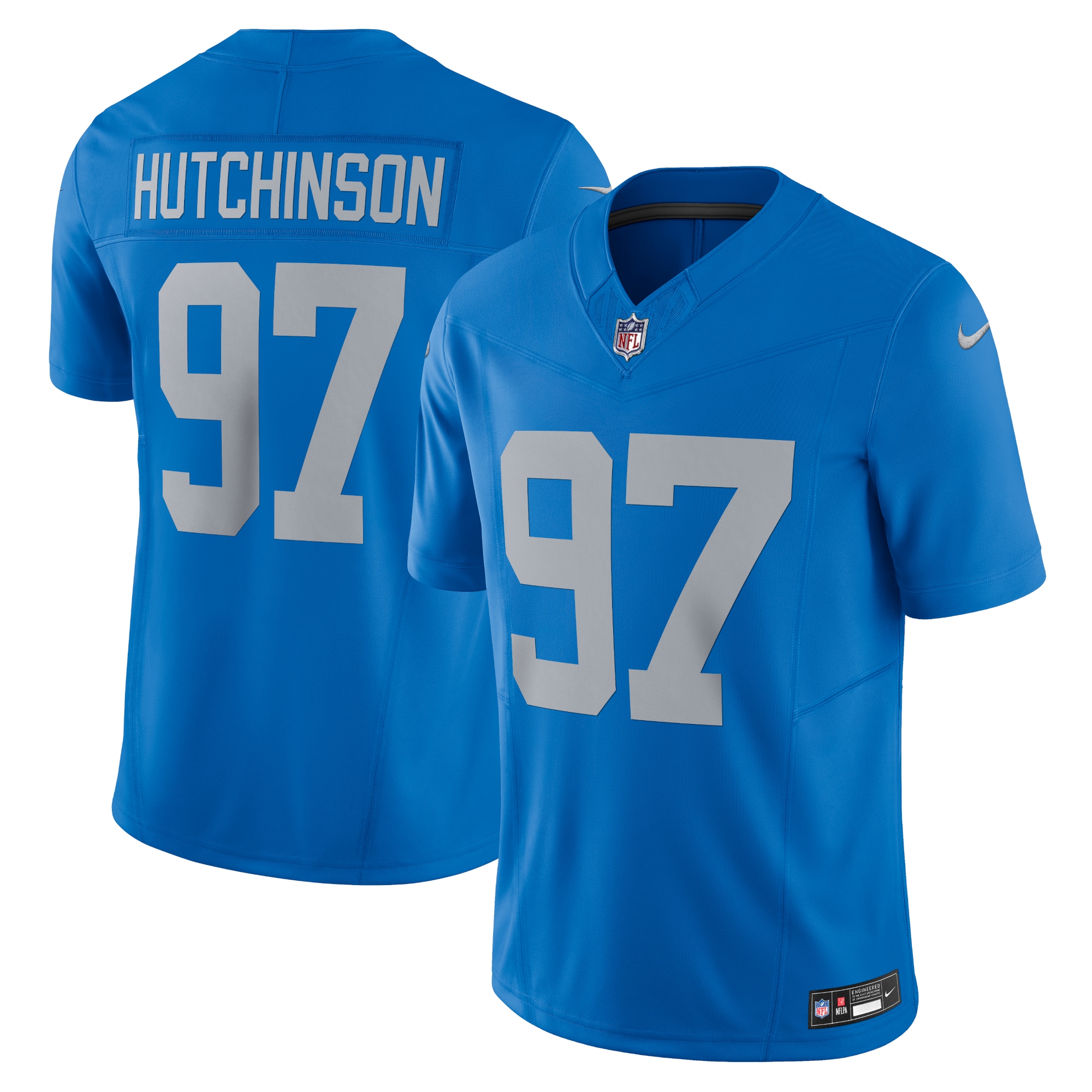 Men's Detroit Lions Aidan Hutchinson Blue Vapor F.U.S.E. Alternate Limited Jersey JS8634 Saliibo