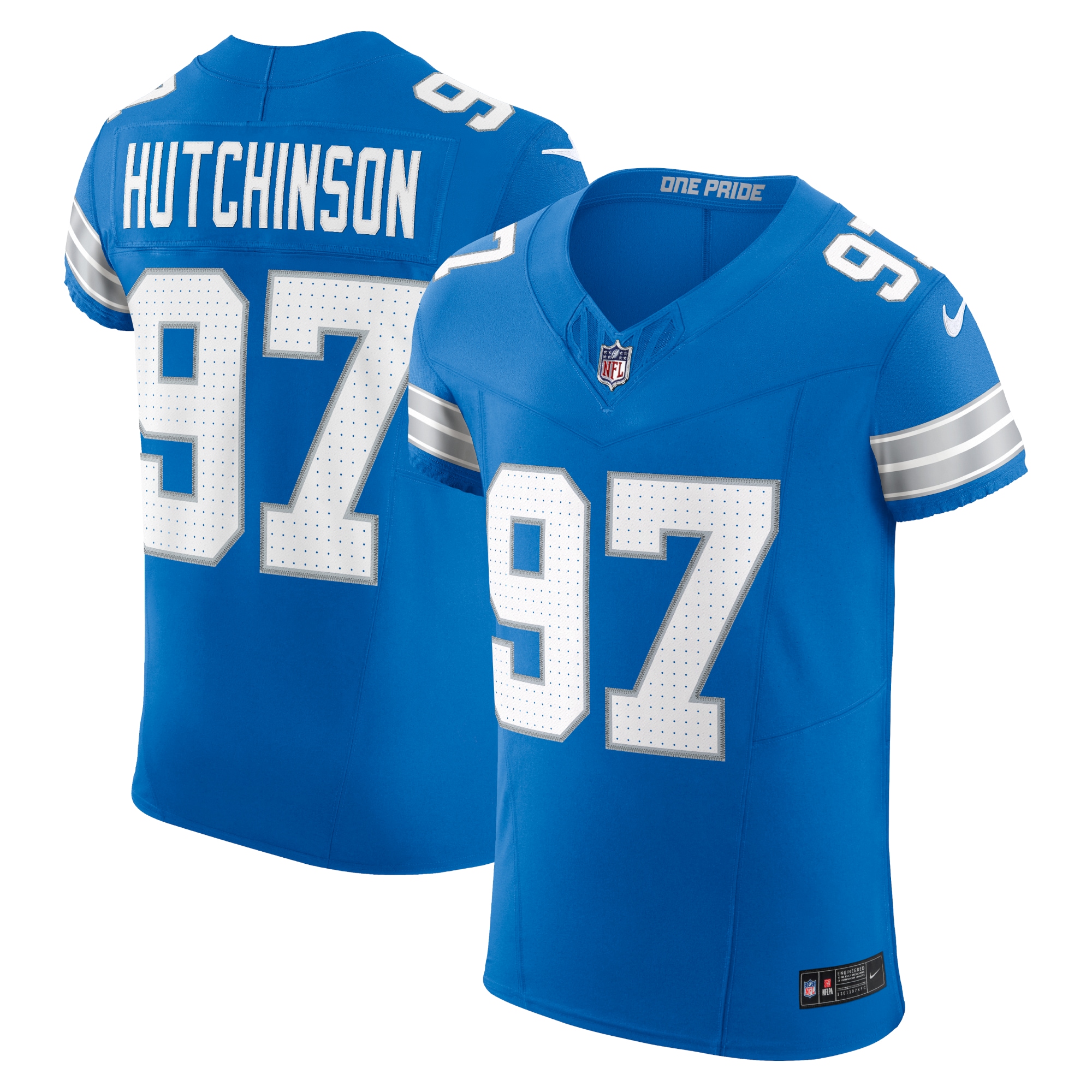 Men's Detroit Lions Aidan Hutchinson Blue Vapor F.U.S.E. Elite Jersey JS7296 Saliibo
