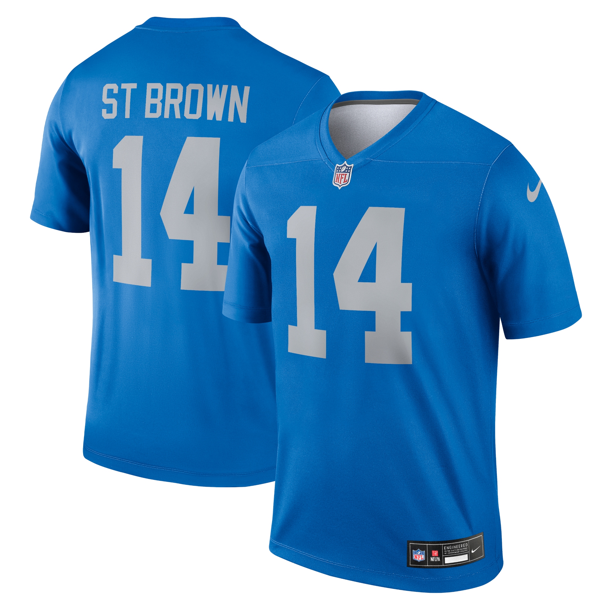 Men's Detroit Lions Amon-Ra St. Brown Blue Alternate Legend Player Performance Top JS7684 Saliibo