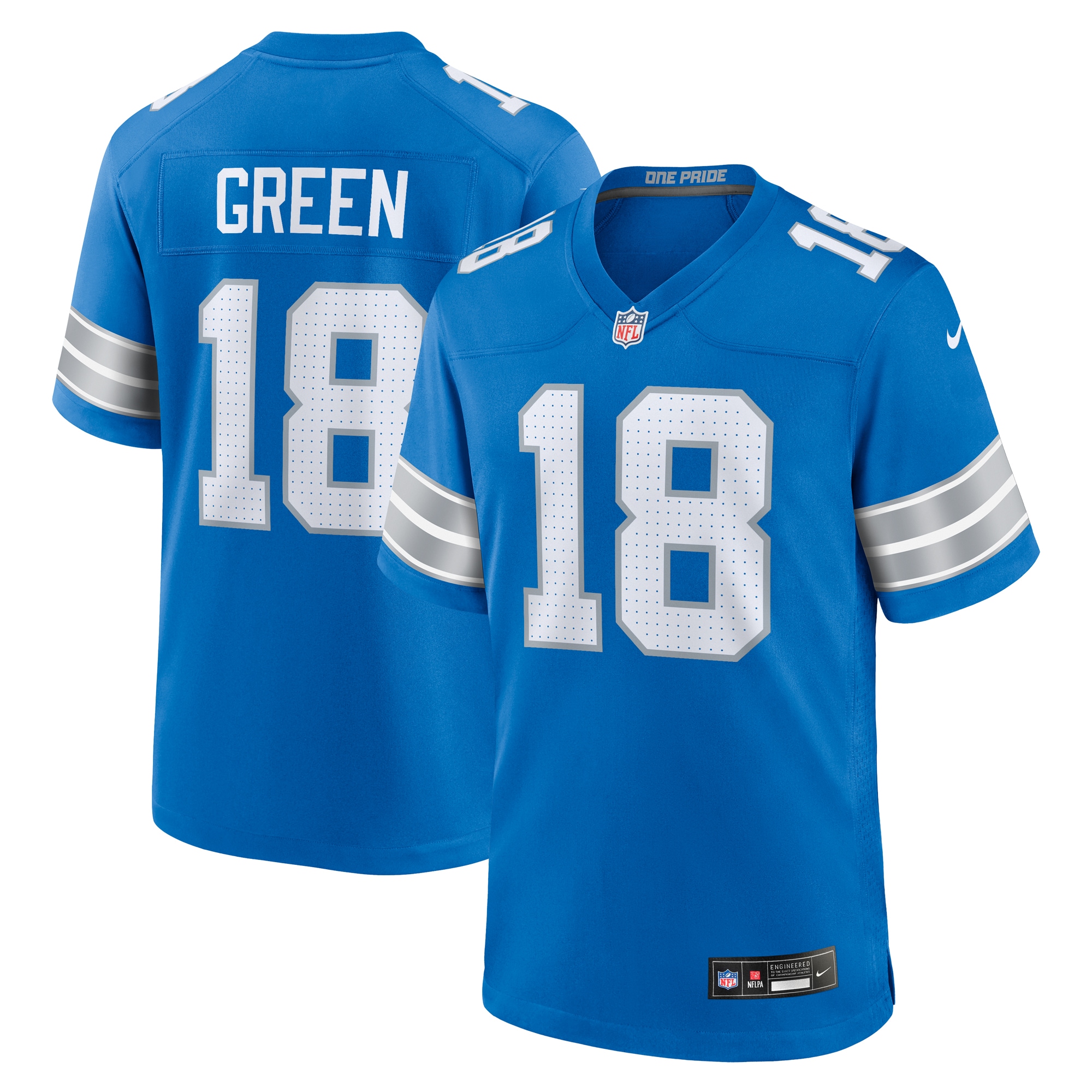 Men's Detroit Lions Antoine Green Blue Team Game Jersey JS2898 Saliibo