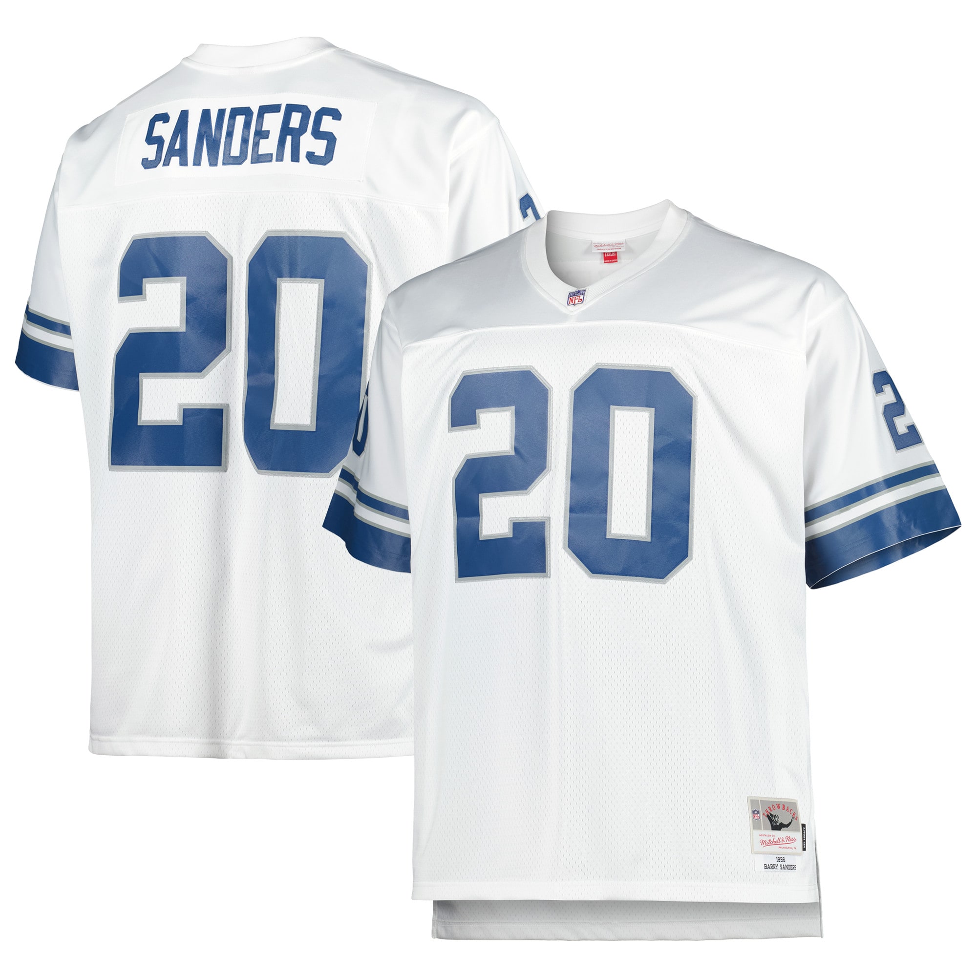 Men's Detroit Lions Barry Sanders Mitchell & Ness White Big & Tall 1996 Retired Player Jersey JS1818 Saliibo