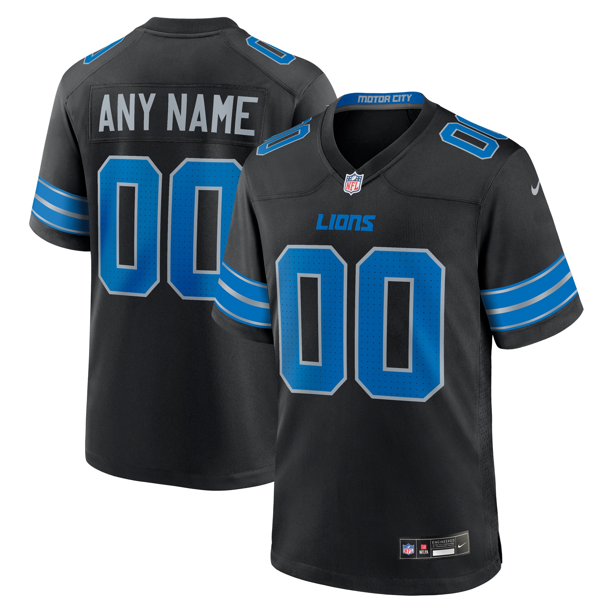 Men's Detroit Lions Black Alternate Custom Game Jersey JS5533 Saliibo