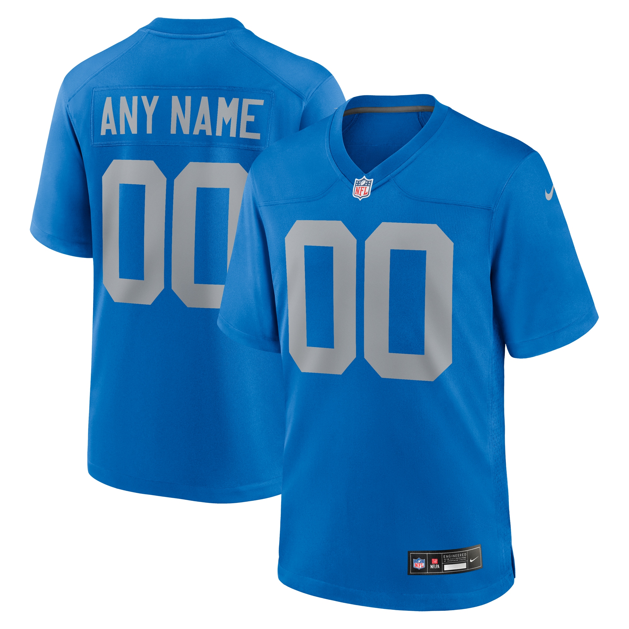 Men's Detroit Lions Blue Alternate Custom Game Jersey JS2563 Saliibo