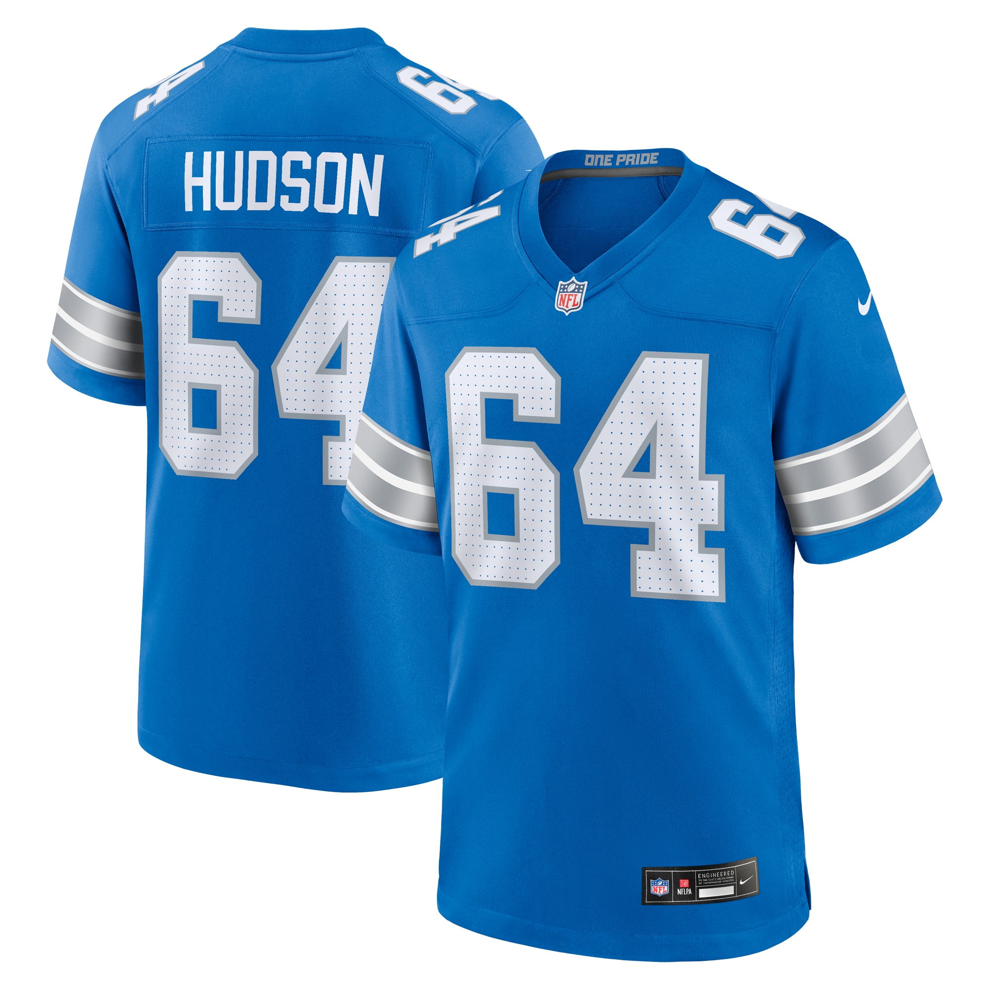 Men's Detroit Lions Bryan Hudson Blue Game Jersey JS6993 Saliibo