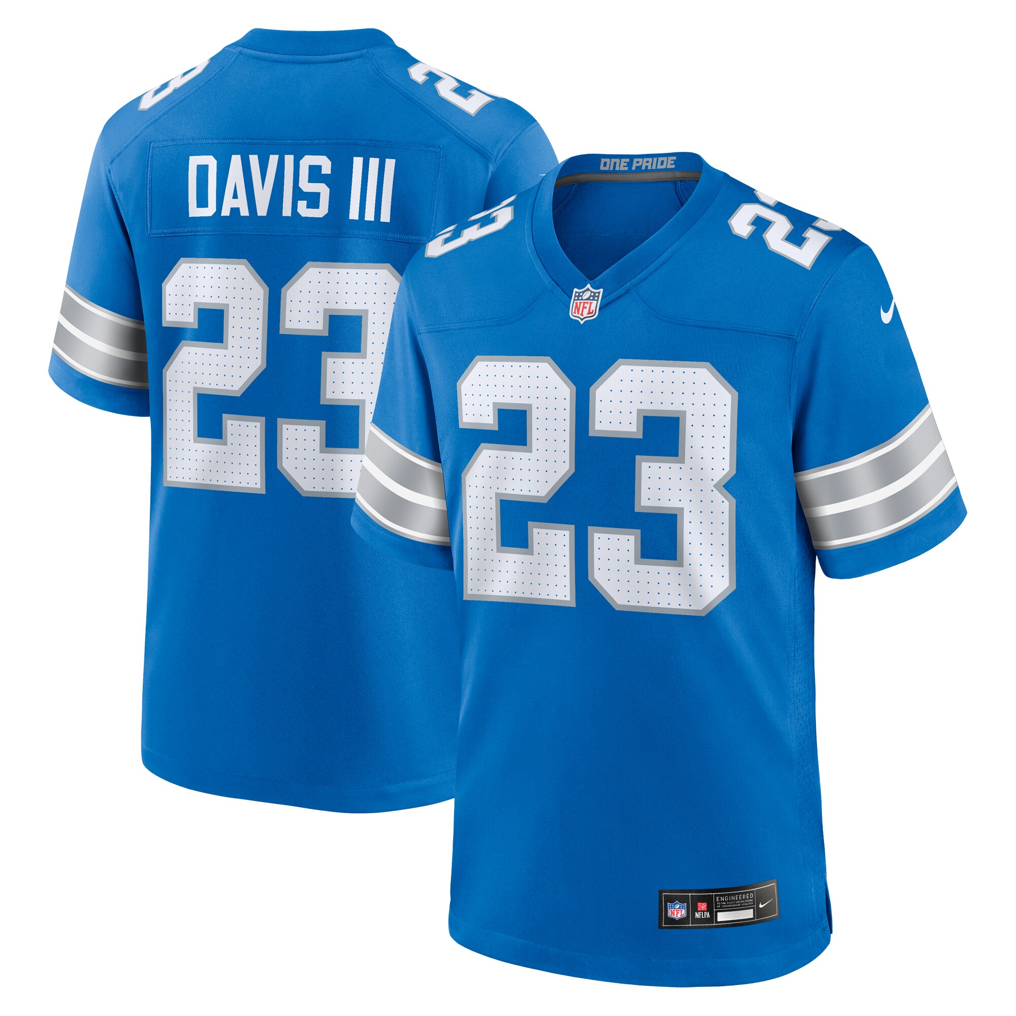 Men's Detroit Lions Carlton Davis III Blue Game Jersey JS3461 Saliibo