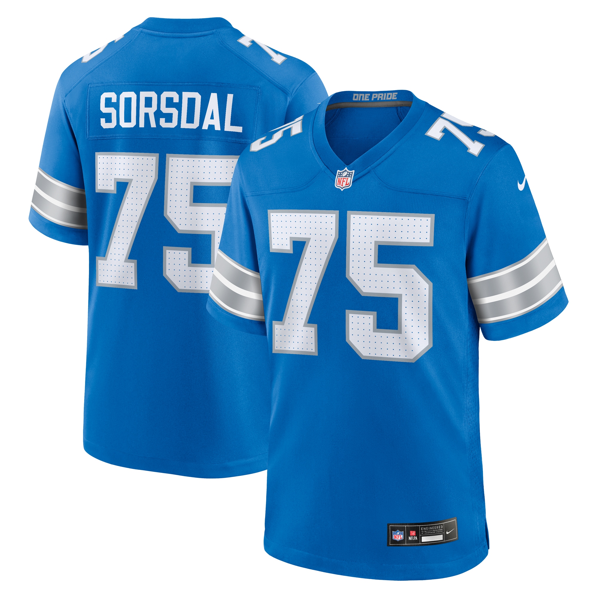 Men's Detroit Lions Colby Sorsdal Blue Team Game Jersey JS3471 Saliibo