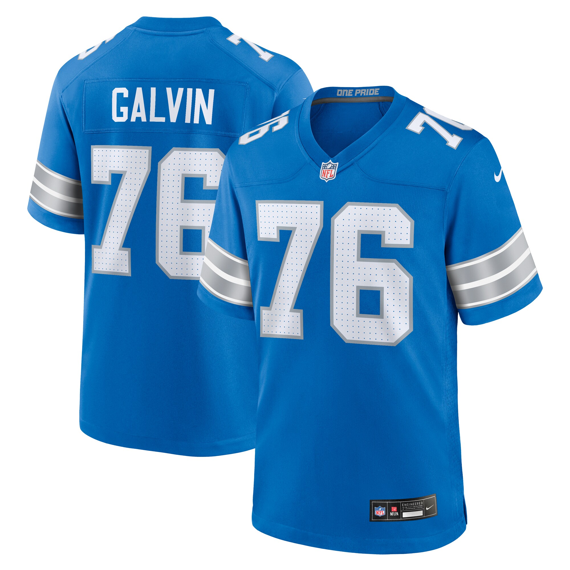 Men's Detroit Lions Connor Galvin Blue Team Game Jersey JS2814 Saliibo