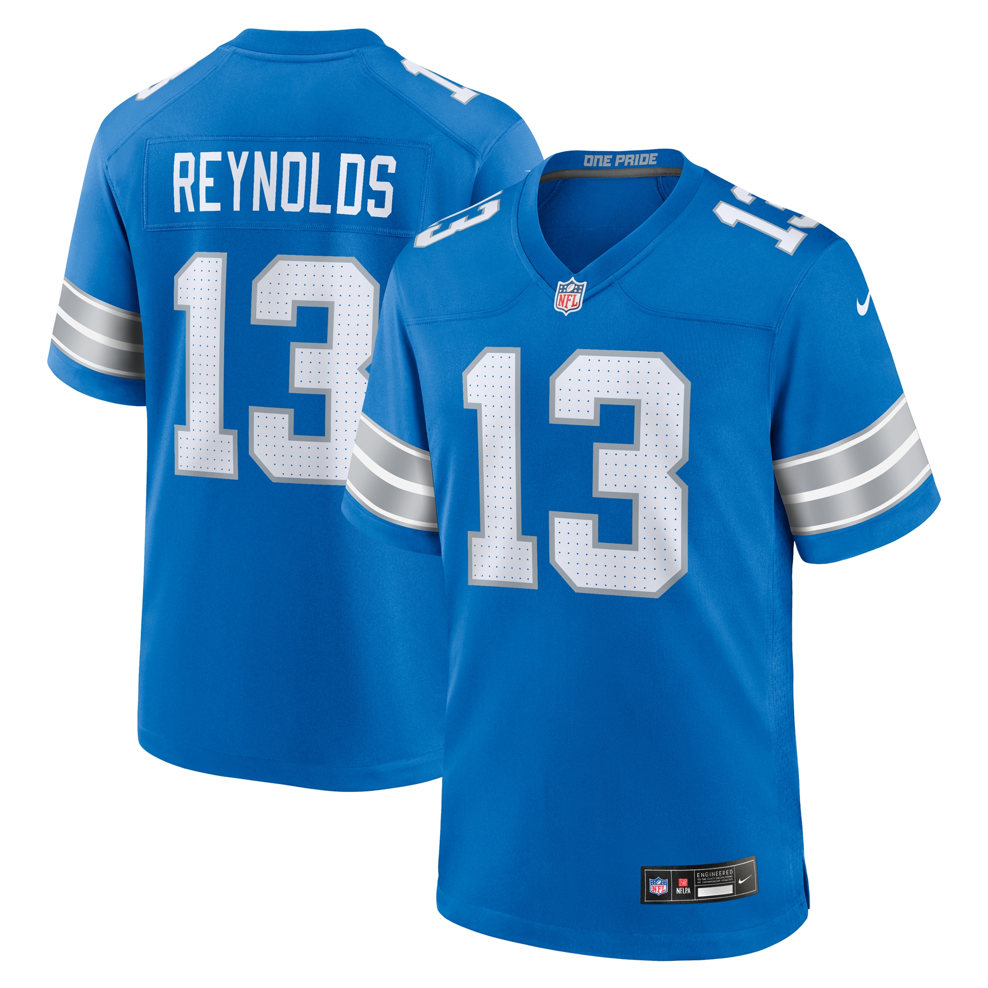 Men's Detroit Lions Craig Reynolds Blue Team Game Jersey JS2395 Saliibo