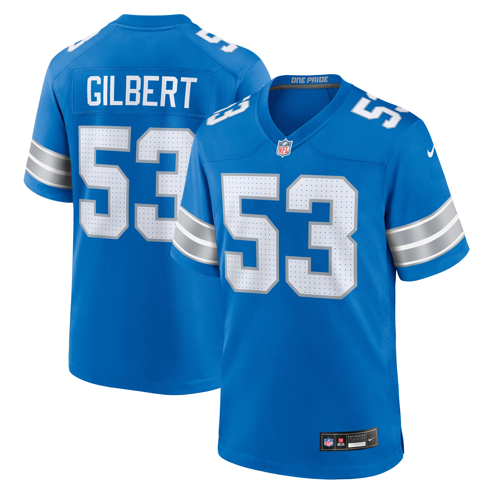 Men's Detroit Lions DaRon Gilbert Blue Game Jersey JS7605 Saliibo
