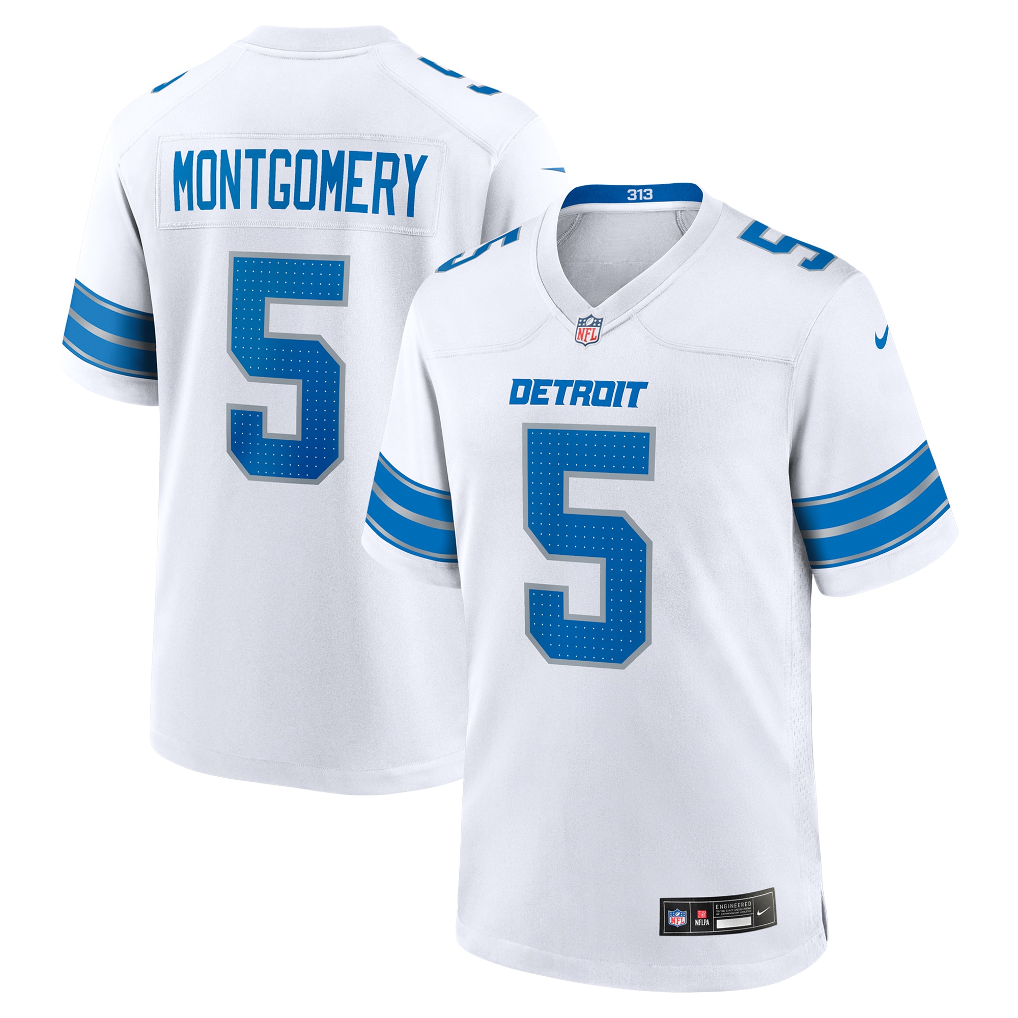 Men's Detroit Lions David Montgomery White Game Jersey JS3414 Saliibo