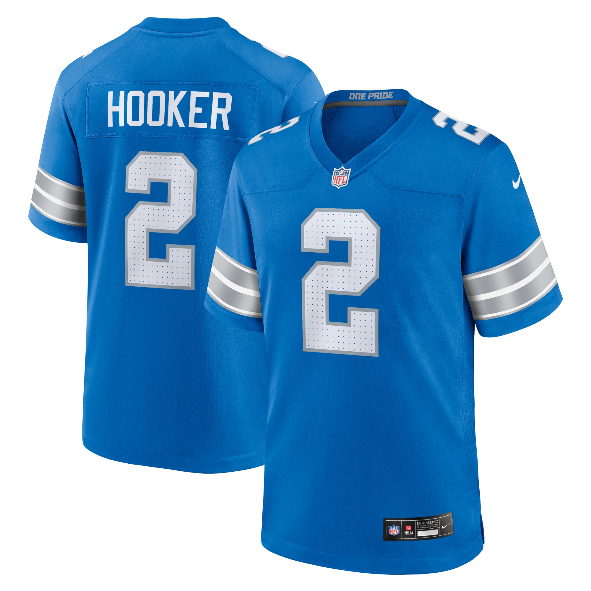 Men's Detroit Lions Hendon Hooker Blue Team Game Jersey JS8542 Saliibo