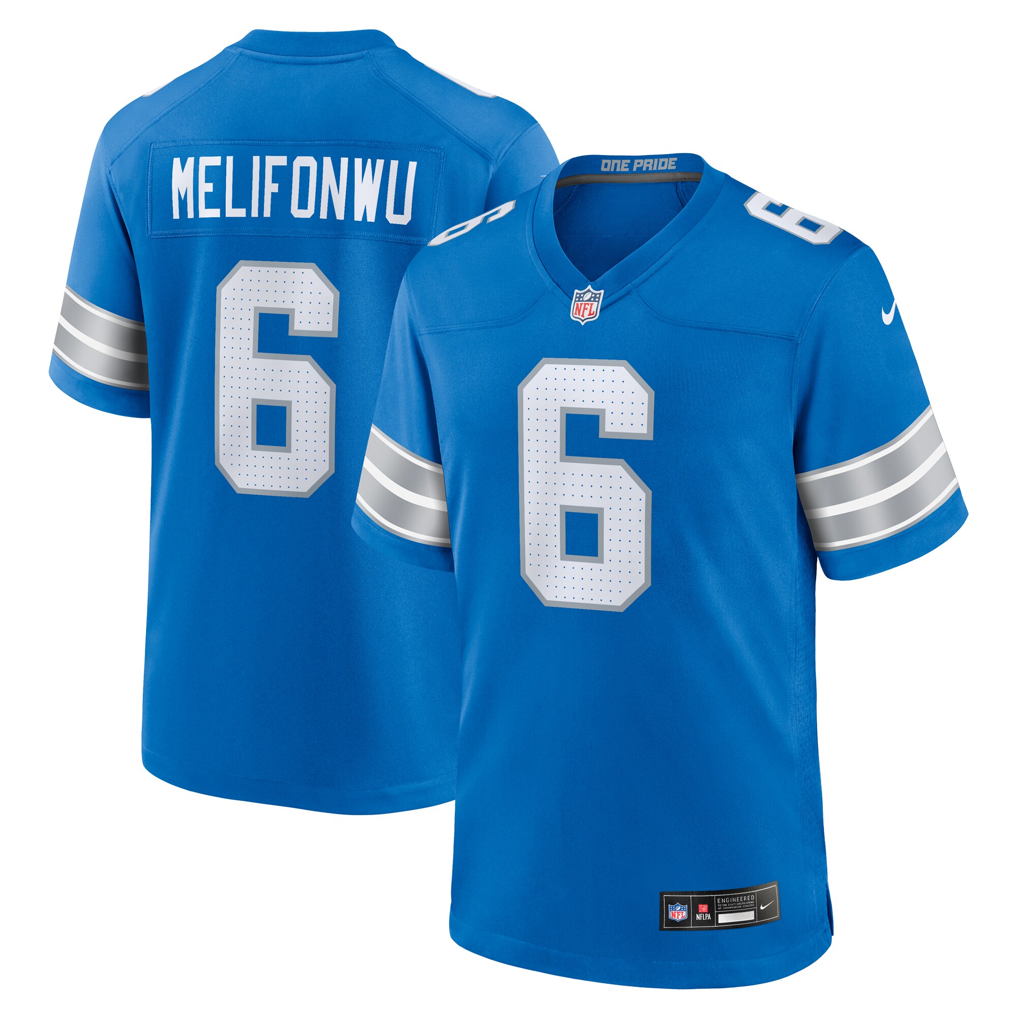 Men's Detroit Lions Ifeatu Melifonwu Blue Team Game Jersey JS6555 Saliibo