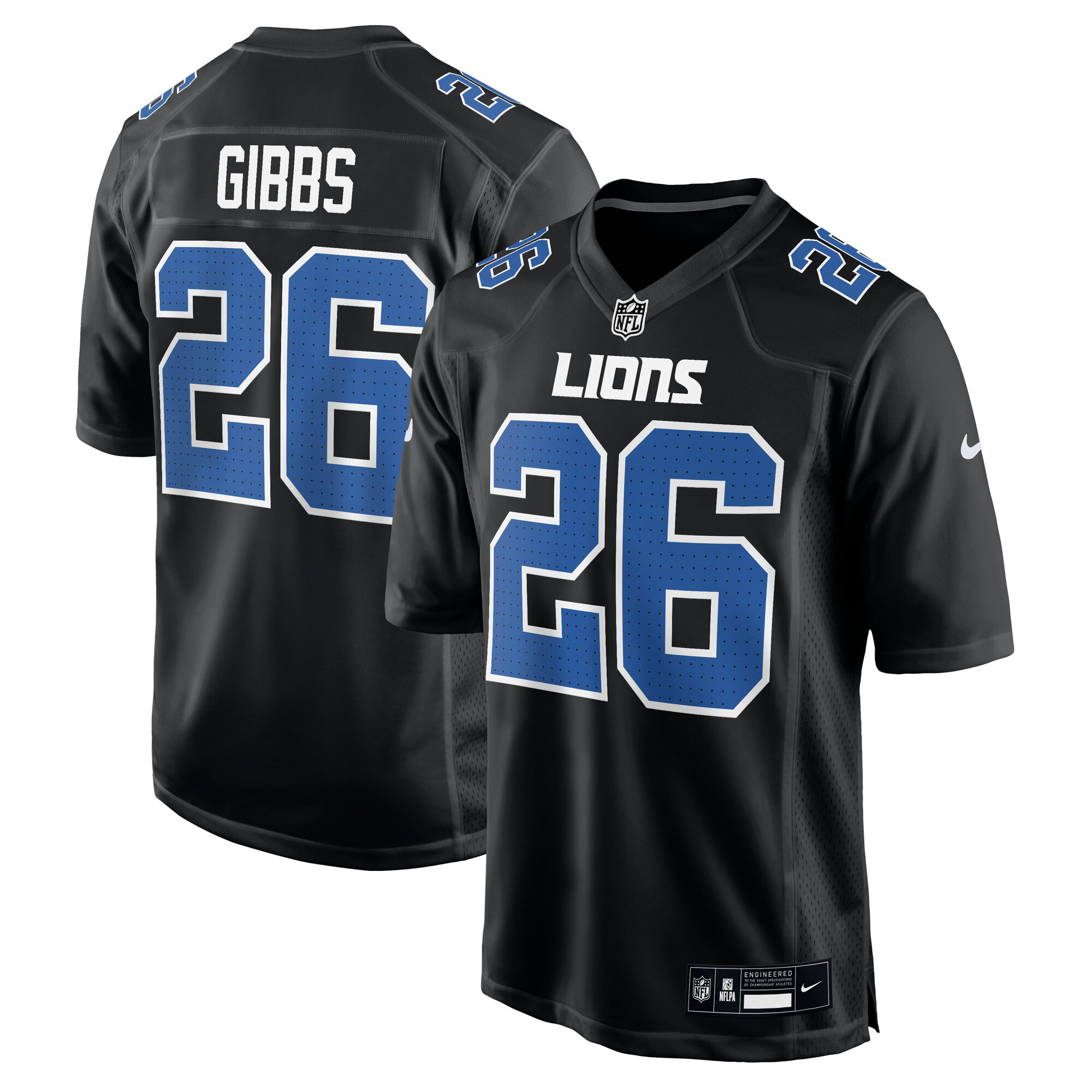 Men's Detroit Lions Jahmyr Gibbs Carbon Black Fashion Jersey JS6519 Saliibo