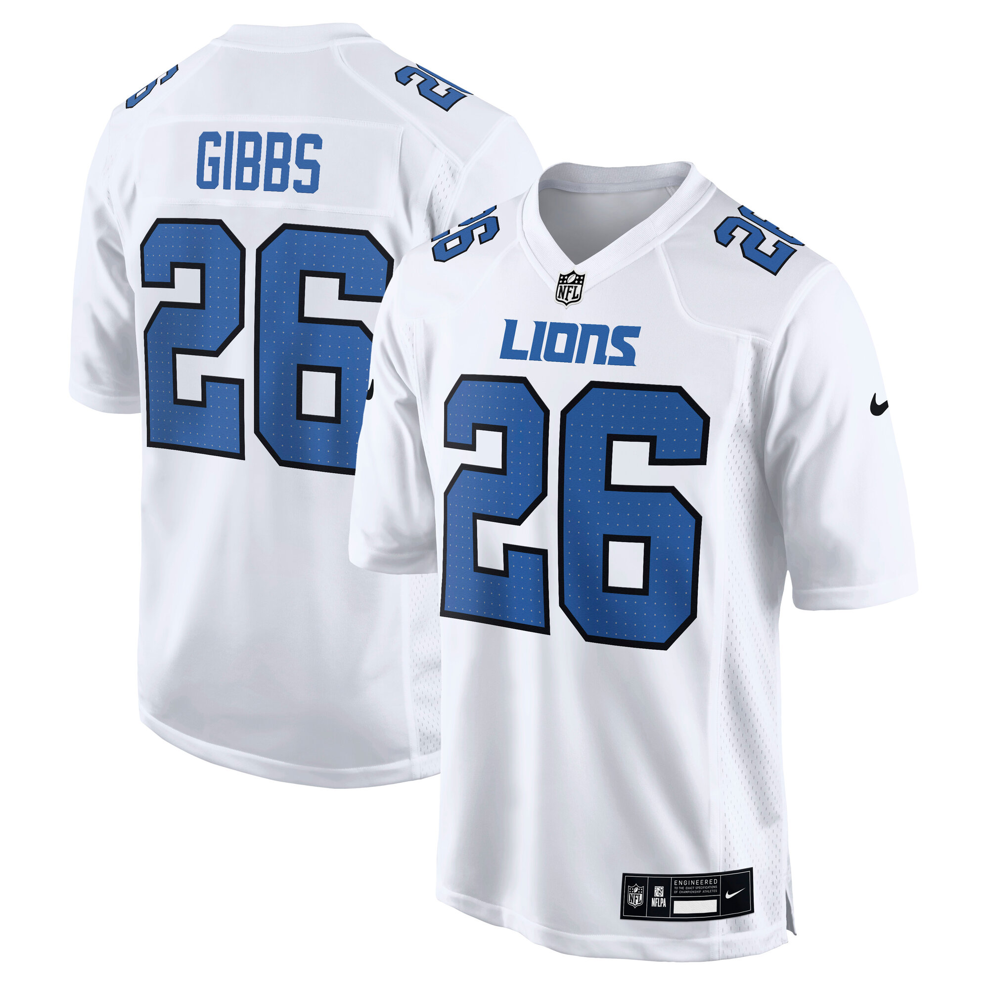 Men's Detroit Lions Jahmyr Gibbs White Tundra Fashion Game Jersey JS3903 Saliibo