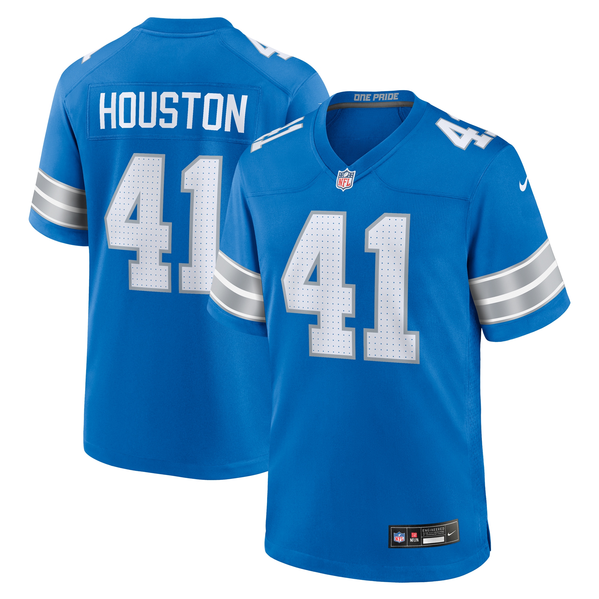 Men's Detroit Lions James Houston Blue Team Game Jersey JS1675 Saliibo
