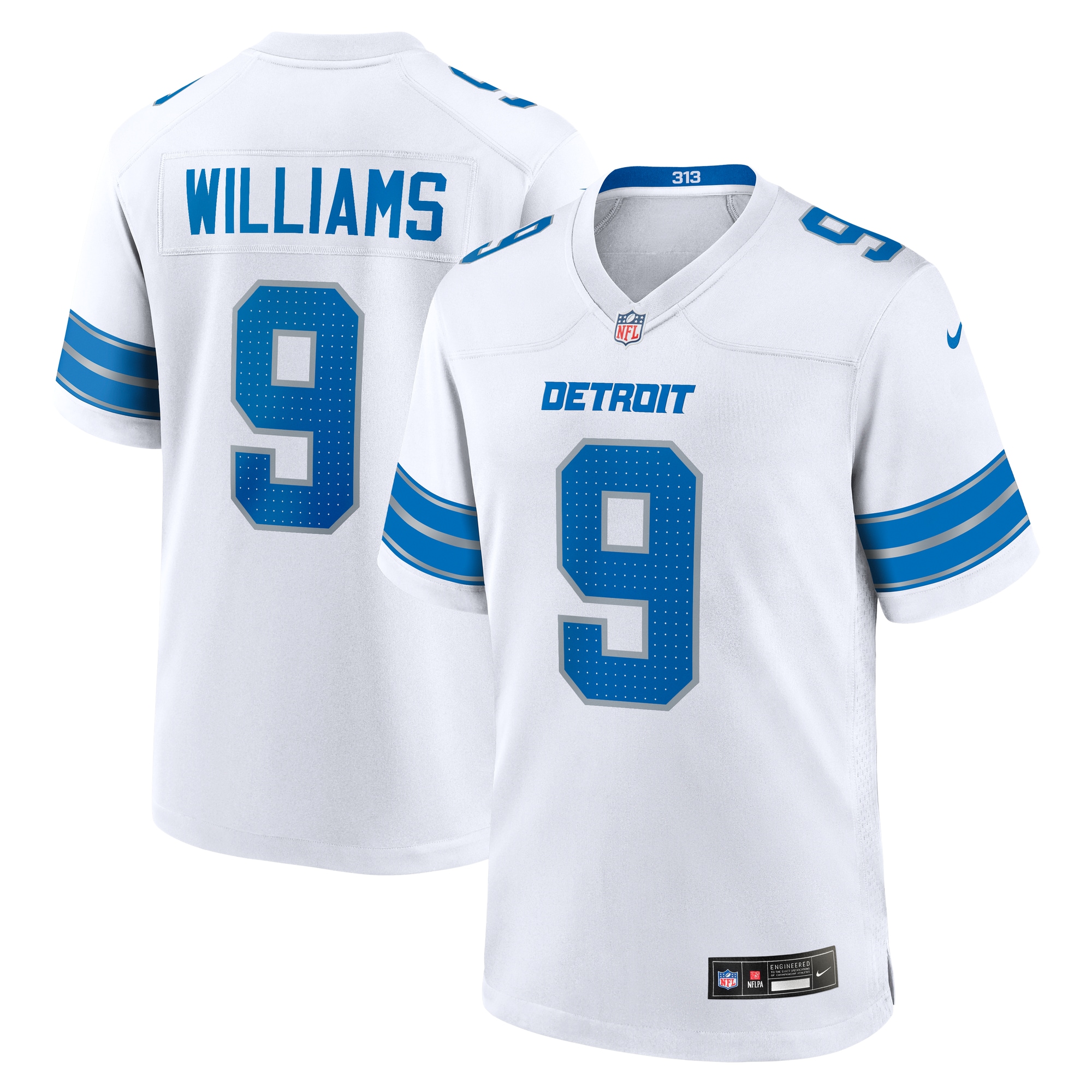 Men's Detroit Lions Jameson Williams White White Game Jersey JS3908 Saliibo