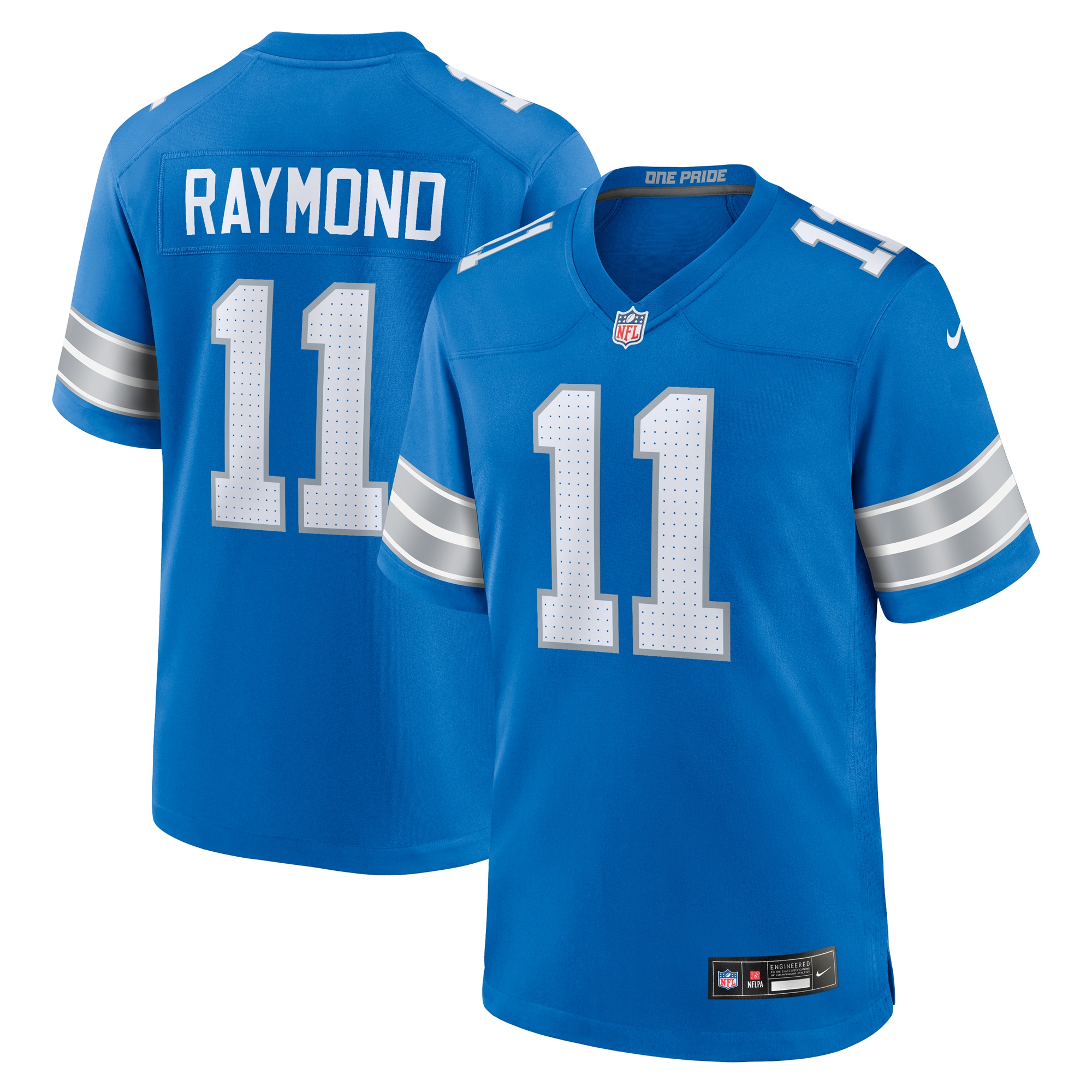 Men's Detroit Lions Kalif Raymond Blue Team Game Jersey JS1356 Saliibo