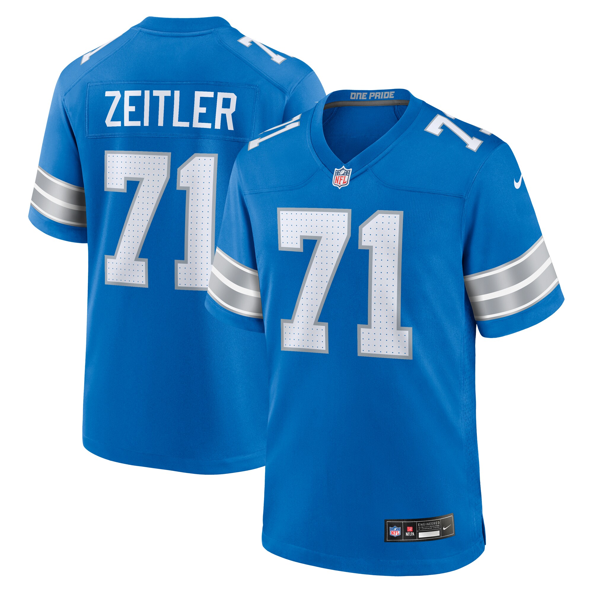 Men's Detroit Lions Kevin Zeitler Blue Game Jersey JS4126 Saliibo