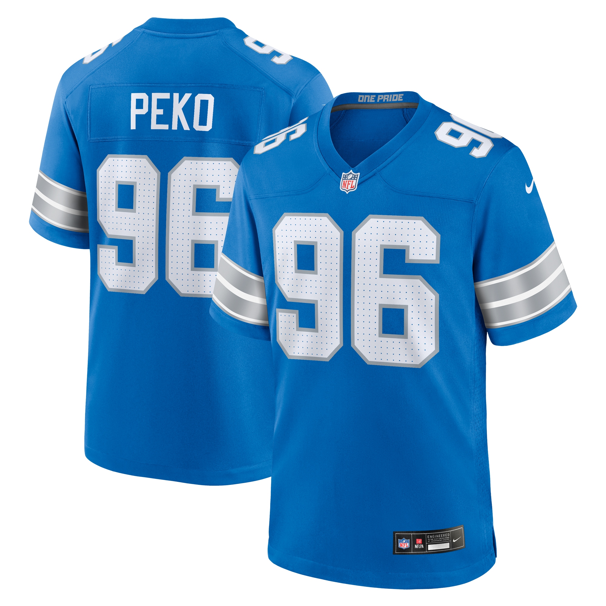 Men's Detroit Lions Kyle Peko Blue Game Jersey JS2382 Saliibo