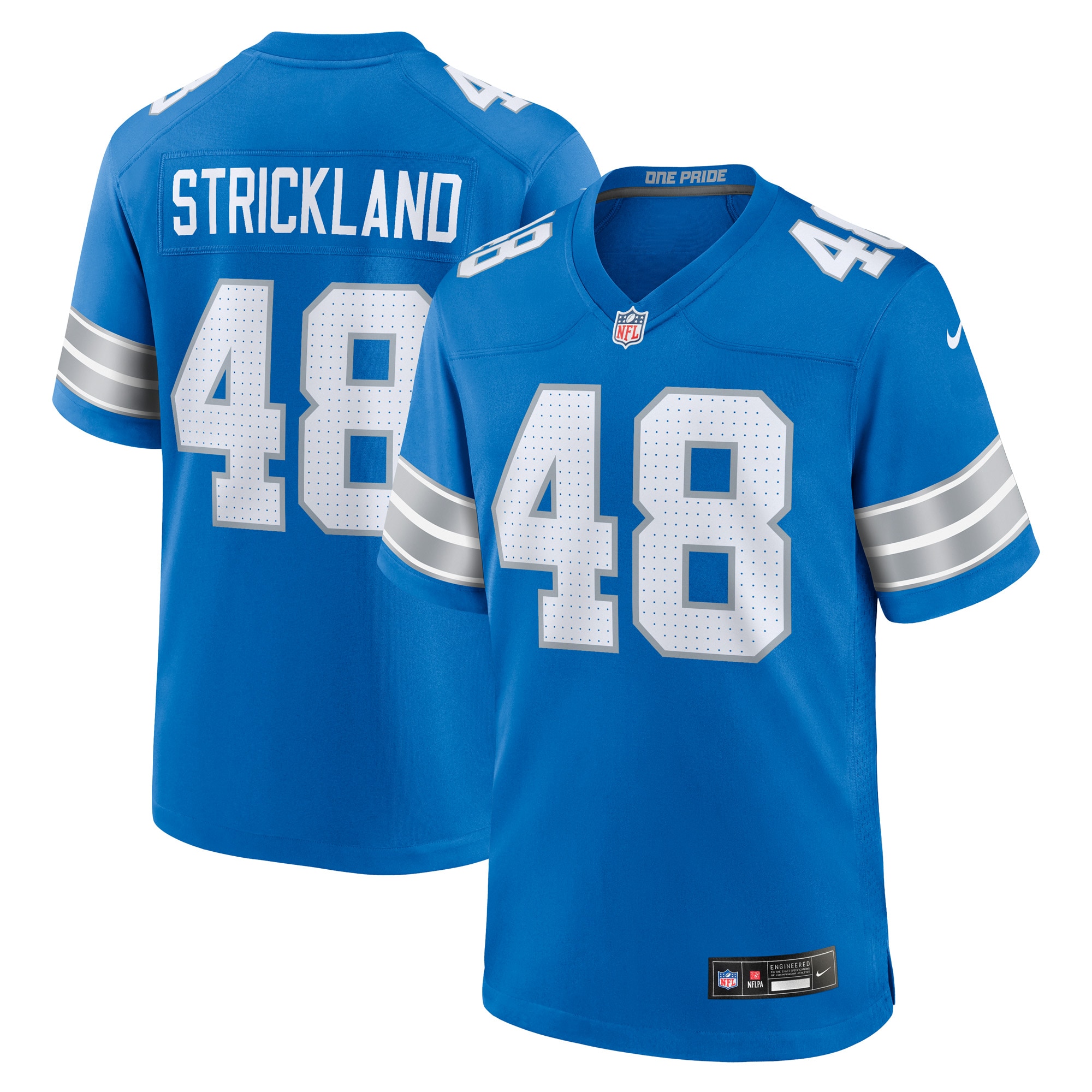 Men's Detroit Lions Loren Strickland Blue Game Jersey JS7612 Saliibo