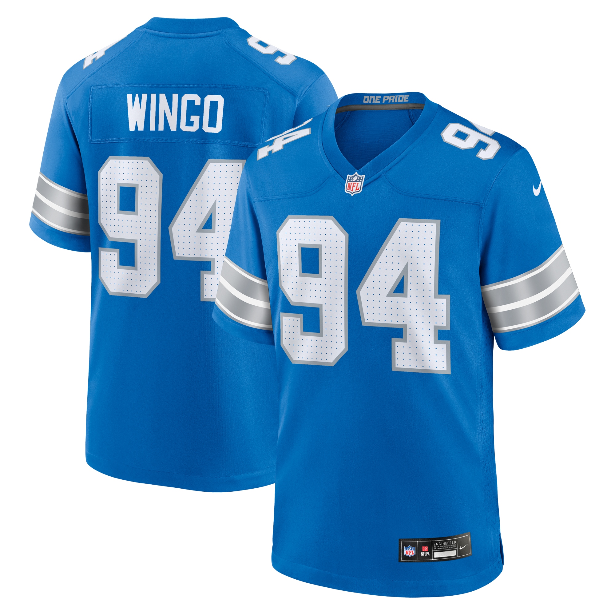 Men's Detroit Lions Mekhi Wingo Blue Team Game Jersey JS5501 Saliibo