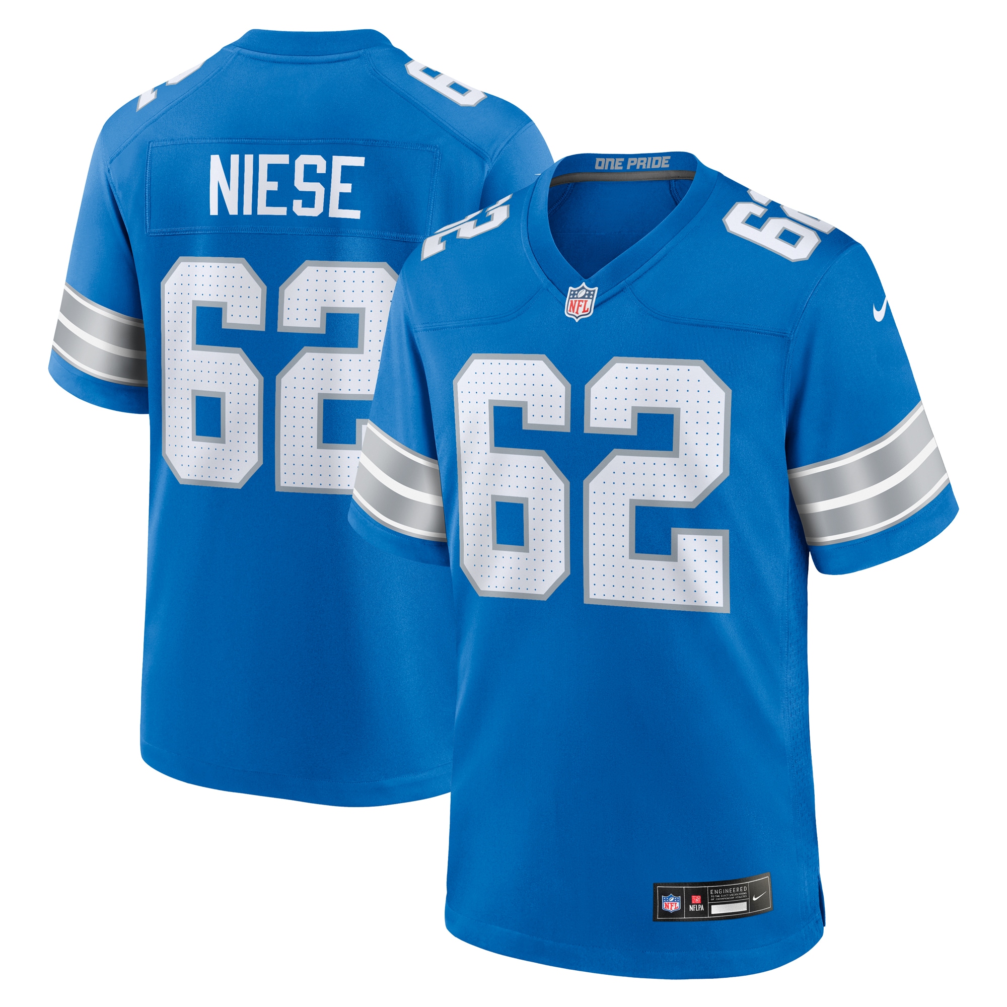 Men's Detroit Lions Michael Niese Blue Team Game Jersey JS4414 Saliibo