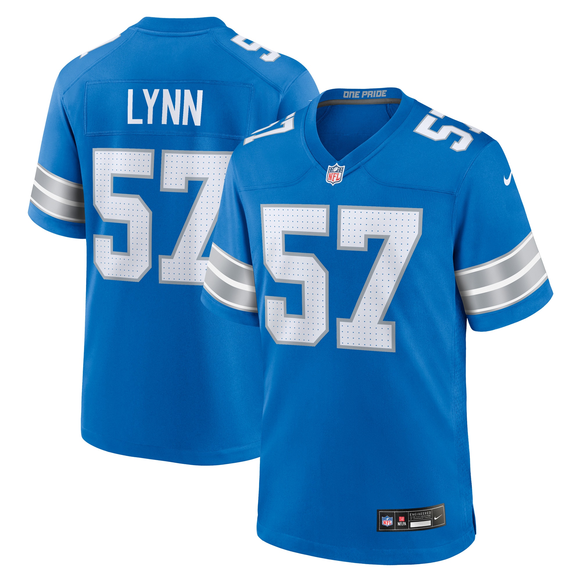 Men's Detroit Lions Nate Lynn Blue Game Jersey JS8856 Saliibo