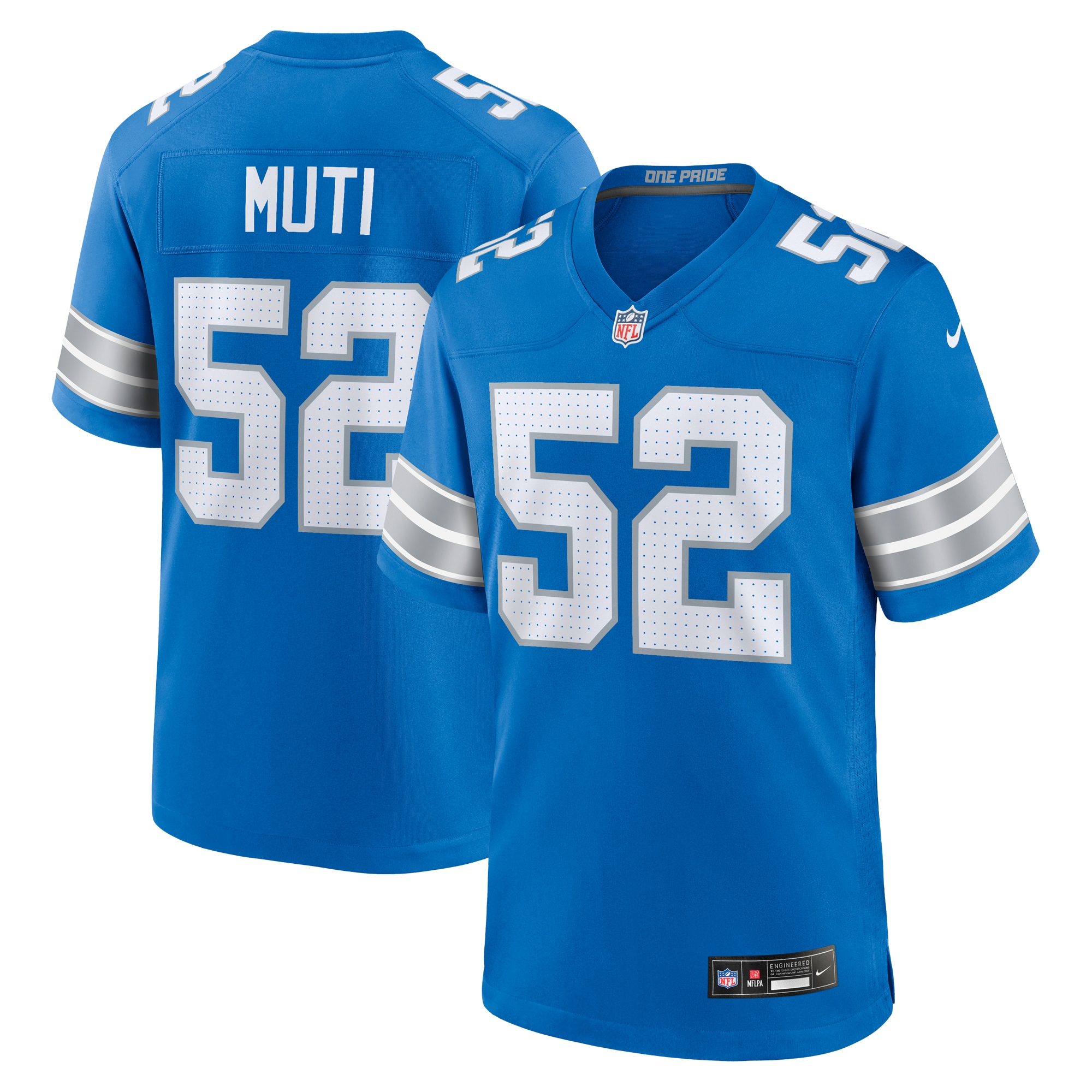 Men's Detroit Lions Netane Muti Blue Game Jersey JS1612 Saliibo
