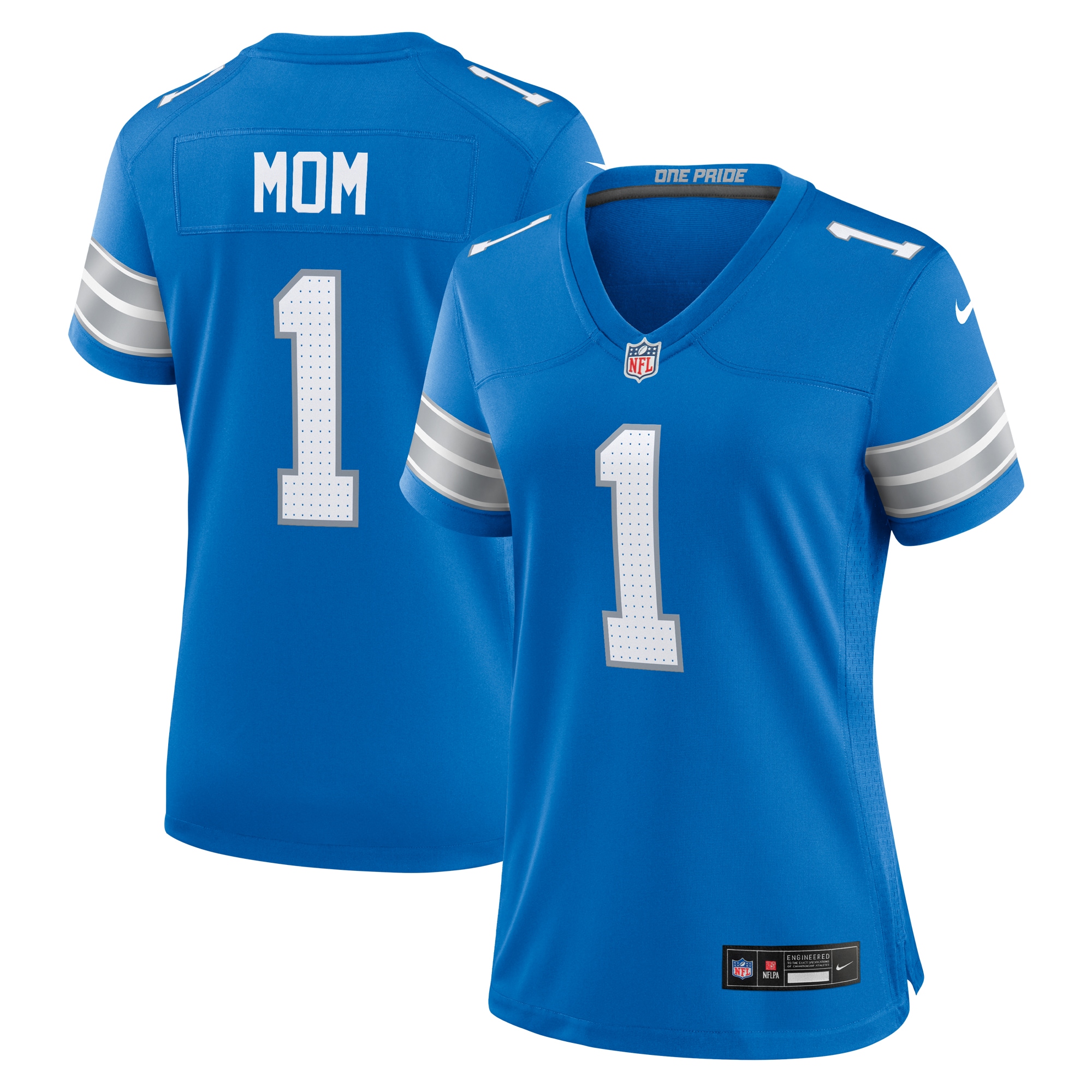 Men's Detroit Lions Number 1 Mom Blue Game Jersey JS6539 Saliibo