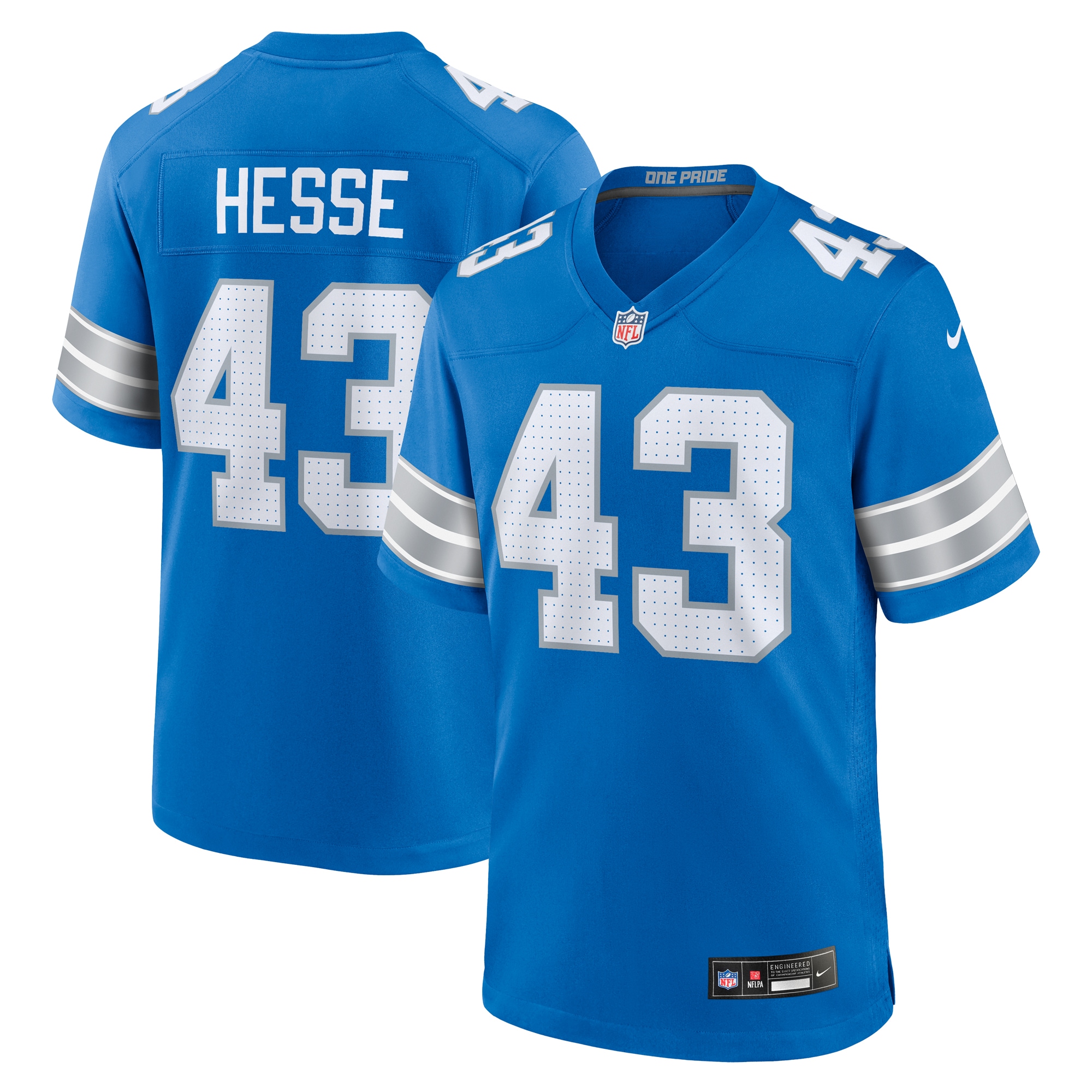 Men's Detroit Lions Parker Hesse Blue Team Game Jersey JS9849 Saliibo