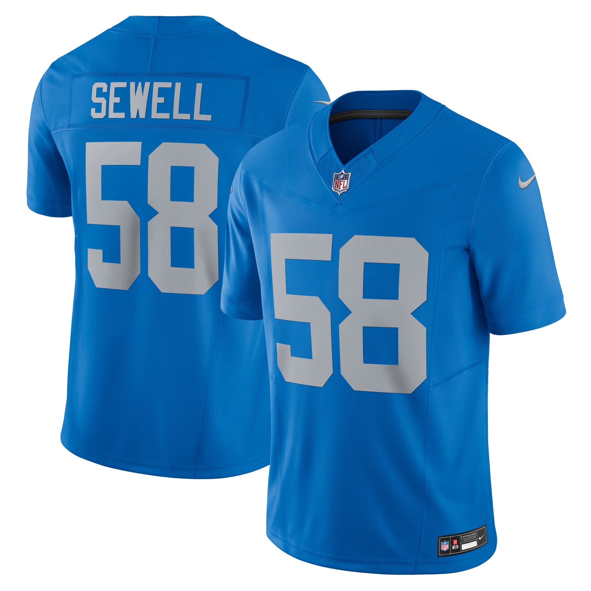 Men's Detroit Lions Penei Sewell Blue Vapor F.U.S.E. Alternate Limited Jersey JS4319 Saliibo