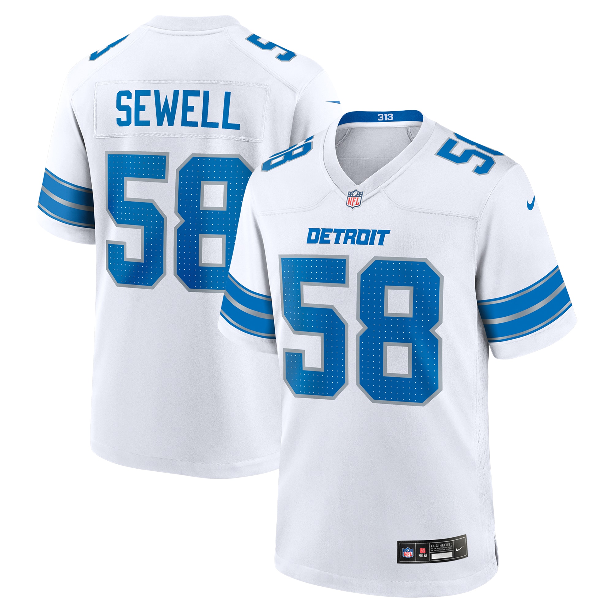 Men's Detroit Lions Penei Sewell White Game Jersey JS5039 Saliibo