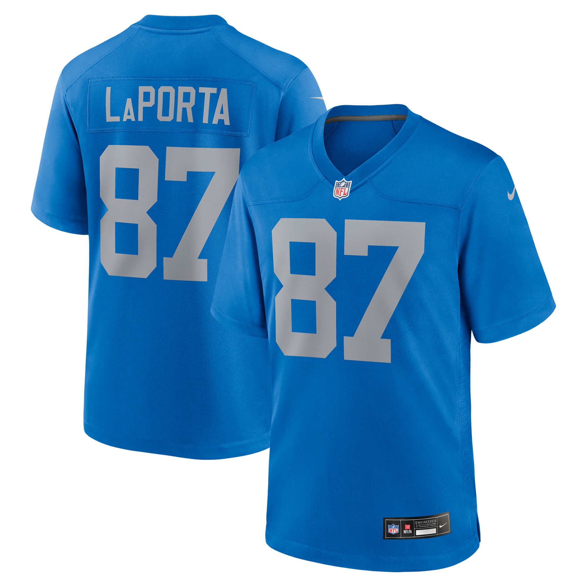 Men's Detroit Lions Sam LaPorta Blue Alternate Game Jersey JS4815 Saliibo