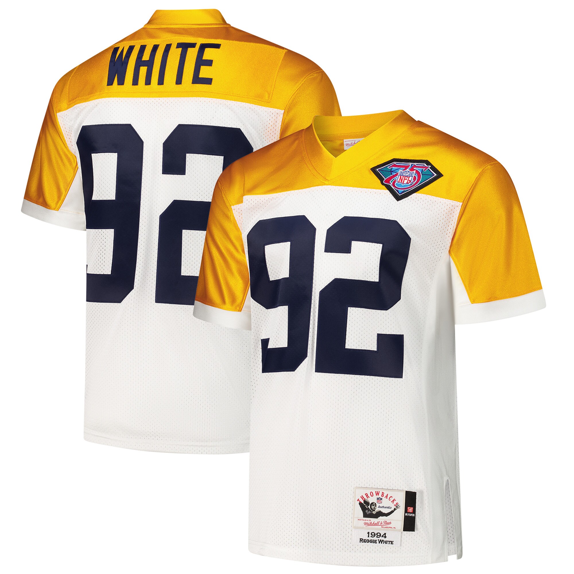 Men's Green Bay Packers 1994 Reggie White Mitchell & Ness White Throwback Retired Player Jersey JS7964 Saliibo