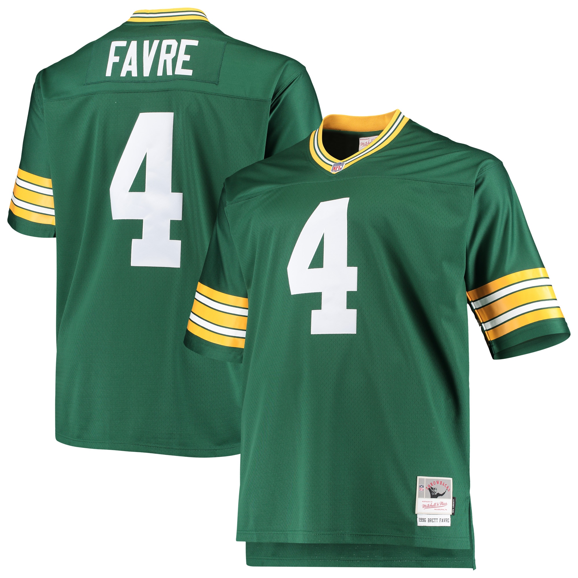 Men's Green Bay Packers Brett Favre Mitchell & Ness Green Big & Tall 1996 Retired Player Jersey JS6151 Saliibo