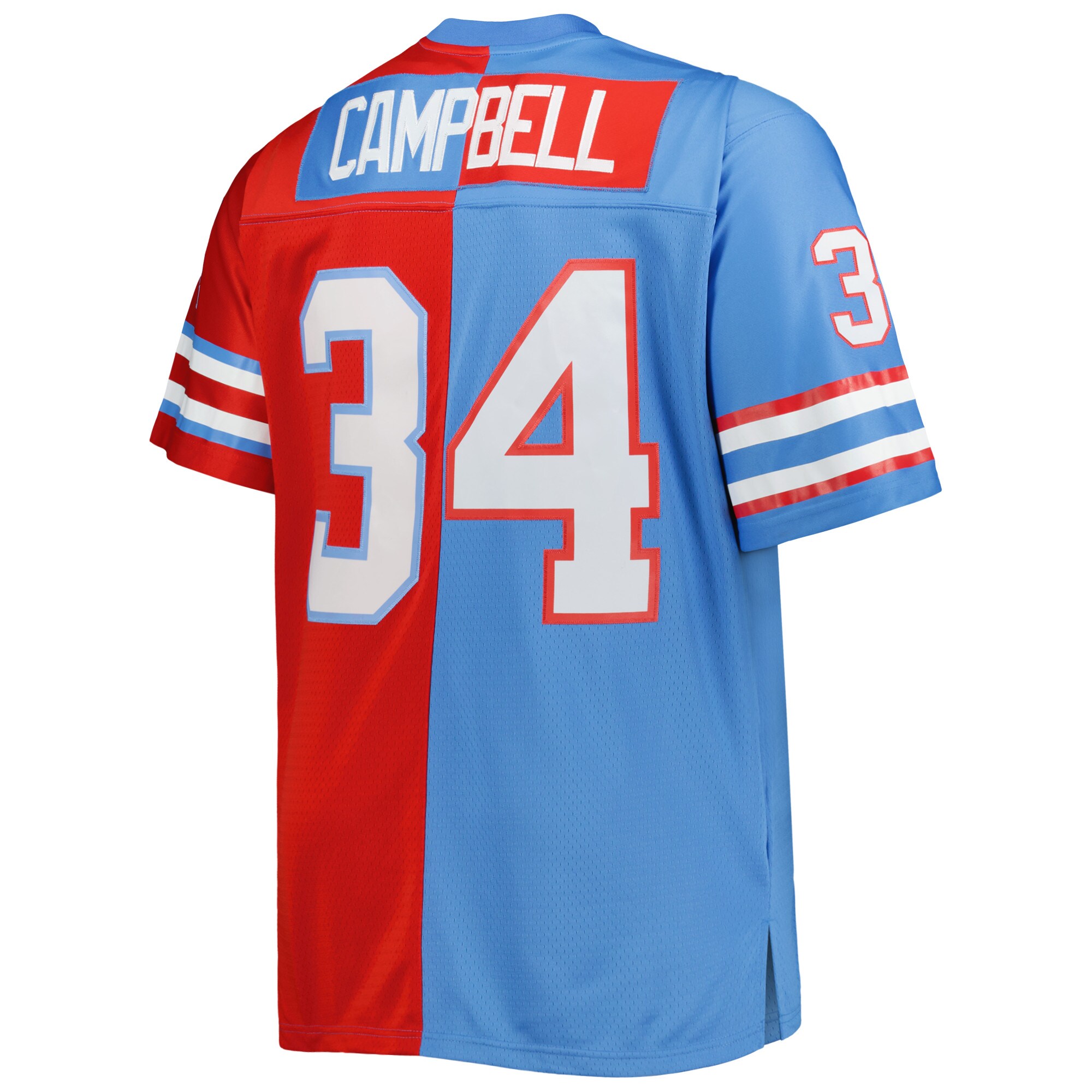 Men's Houston Oilers Earl Campbell Mitchell & Ness Light Blue/Red Big & Tall Gridiron Classics Split Legacy Retired Player Jersey JS2516 Saliibo - Image 3