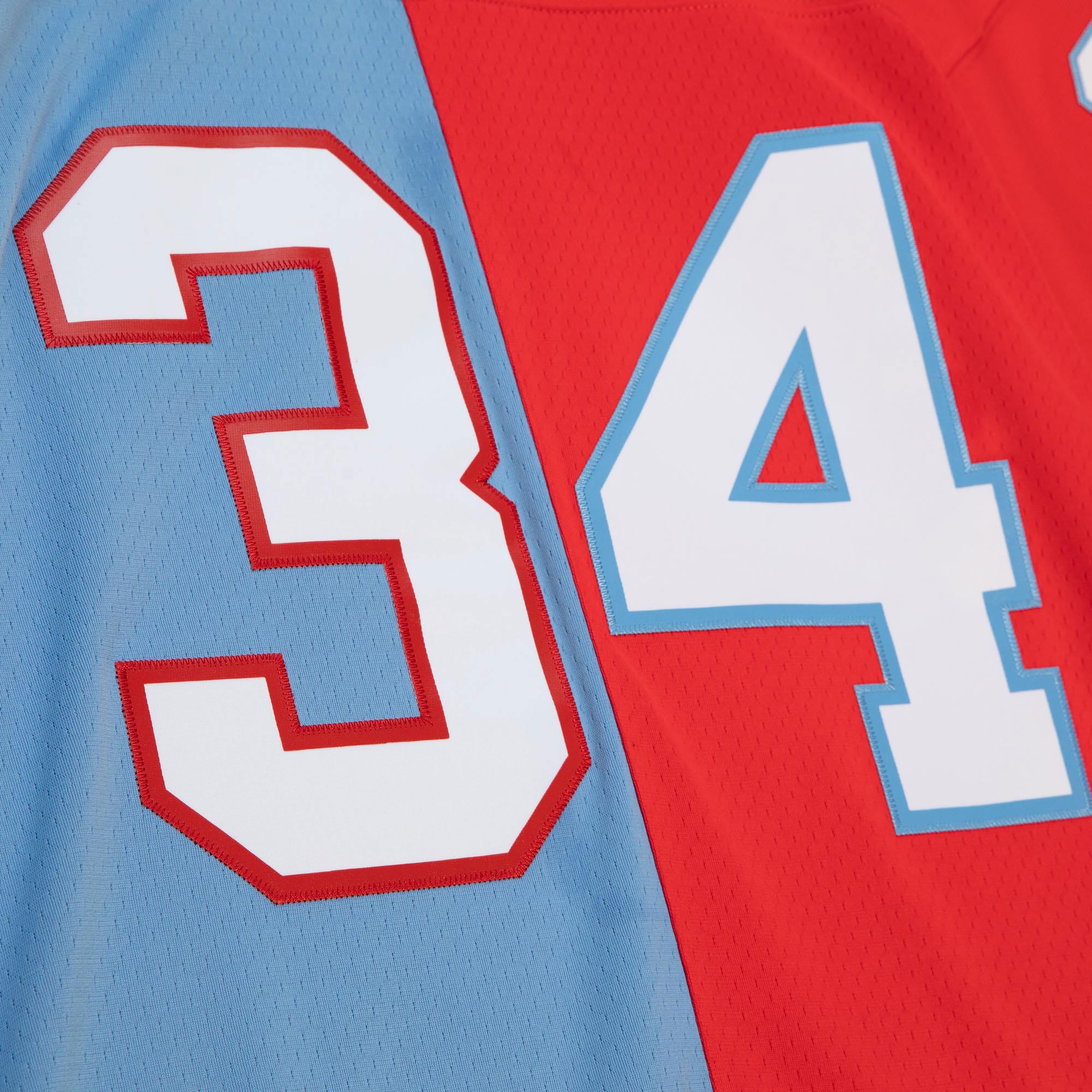 Men's Houston Oilers Earl Campbell Mitchell & Ness Red/Light Blue Gridiron Classics 1980 Split Legacy Jersey JS3158 Saliibo - Image 4