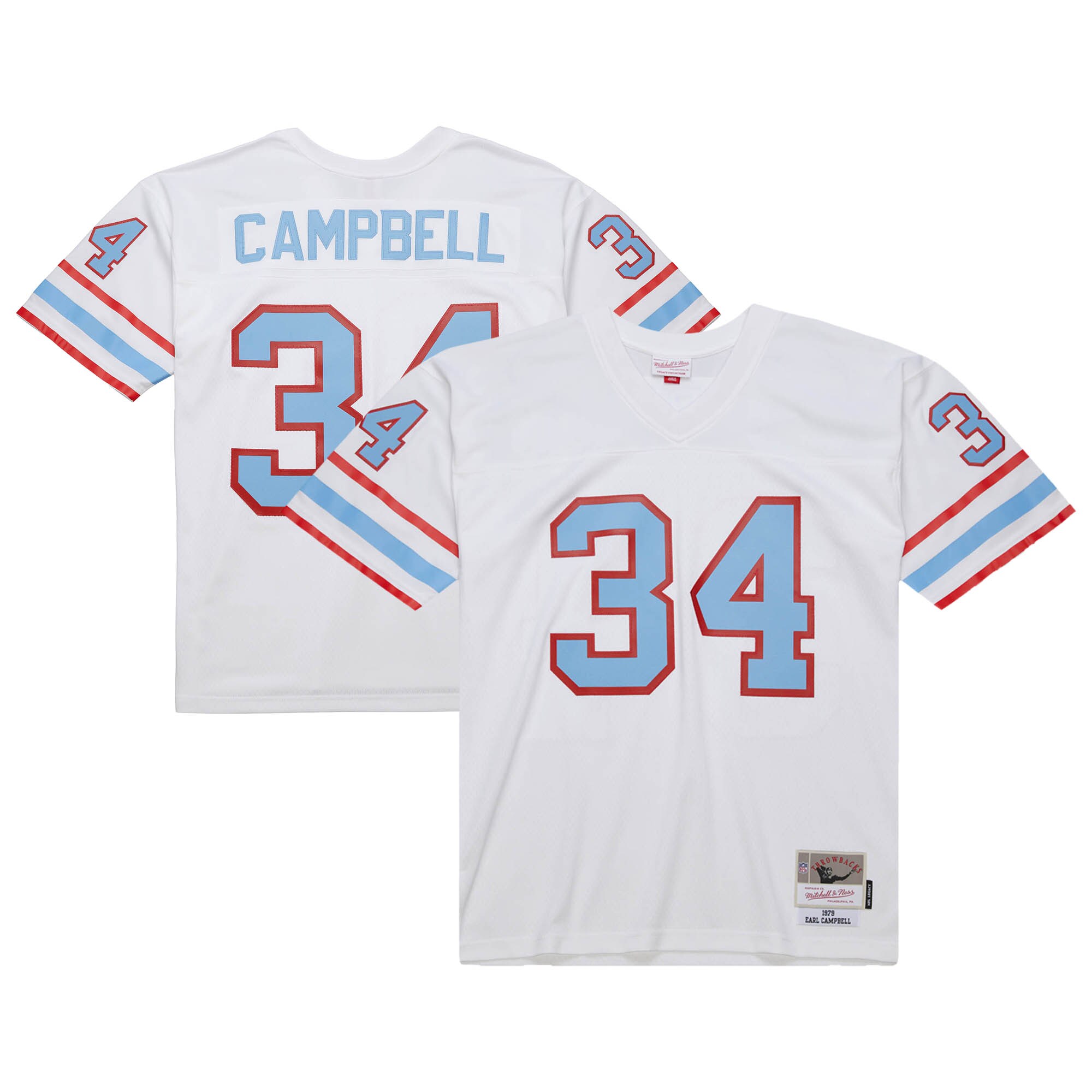Men's Houston Oilers Earl Campbell Mitchell & Ness White 1979 Legacy Jersey JS6452 Saliibo