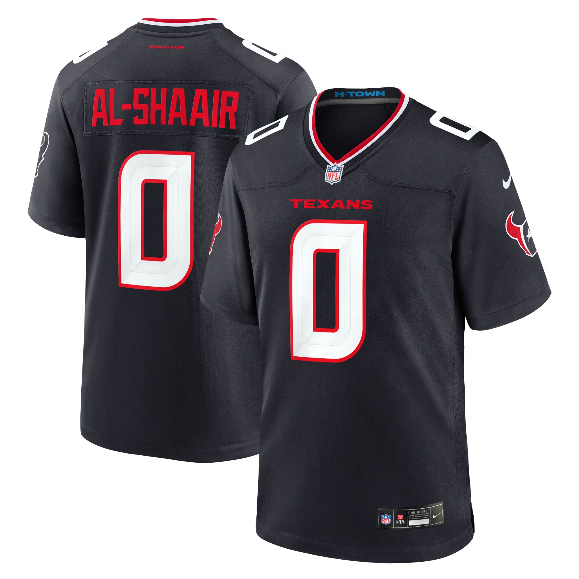 Men's Houston Texans Azeez Al-Shaair Navy Team Game Jersey JS9302 Saliibo