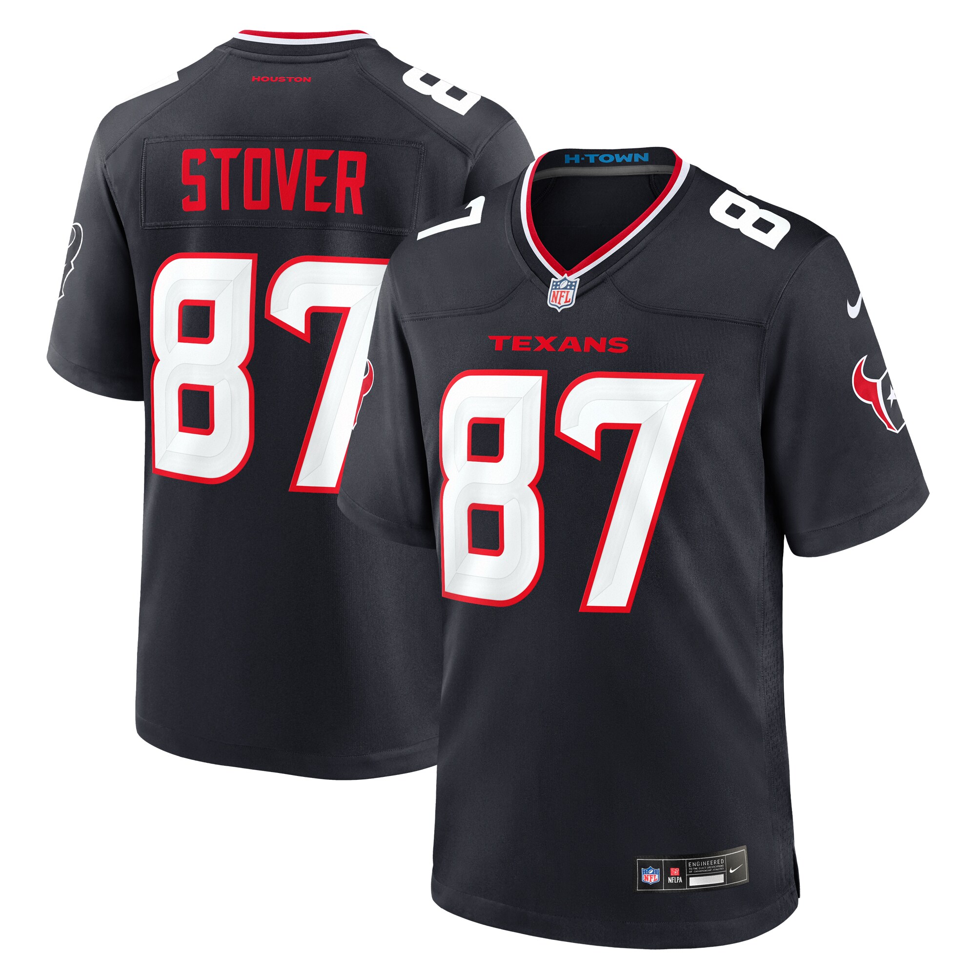 Men's Houston Texans Cade Stover Navy Game Jersey JS1820 Saliibo