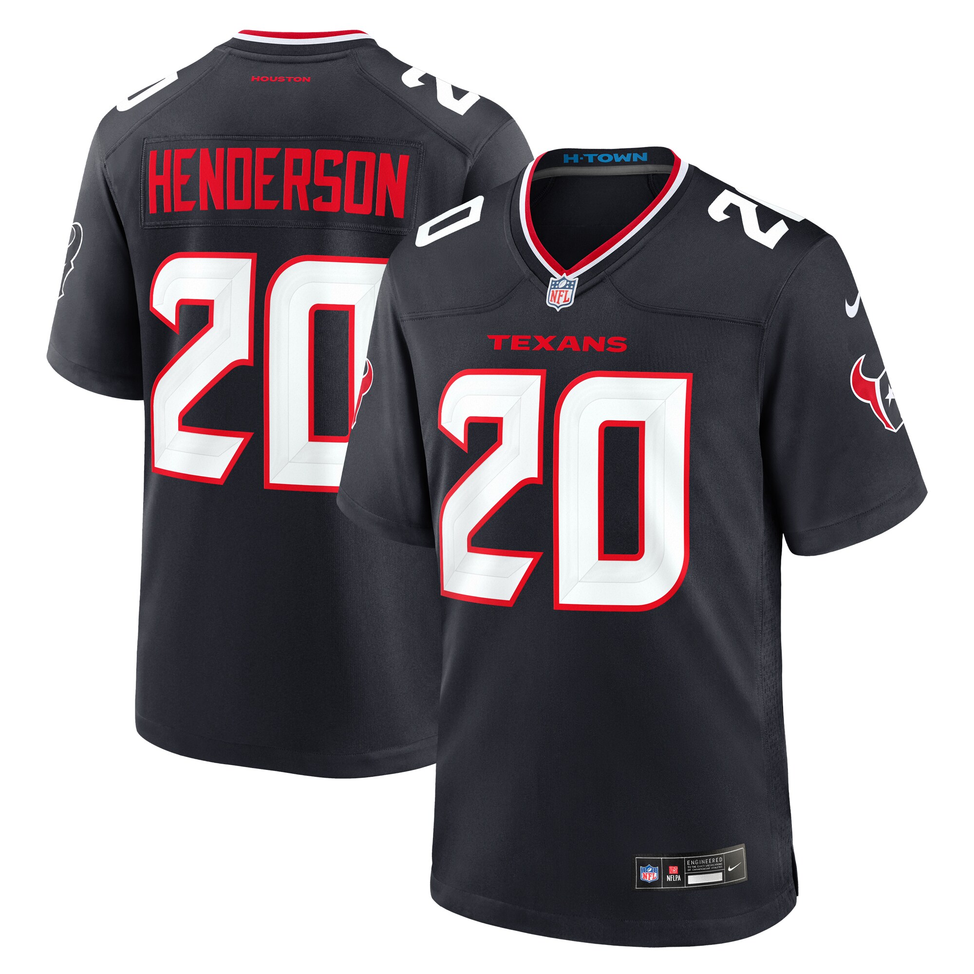 Men's Houston Texans C.J. Henderson Navy Team Game Jersey JS3849 Saliibo