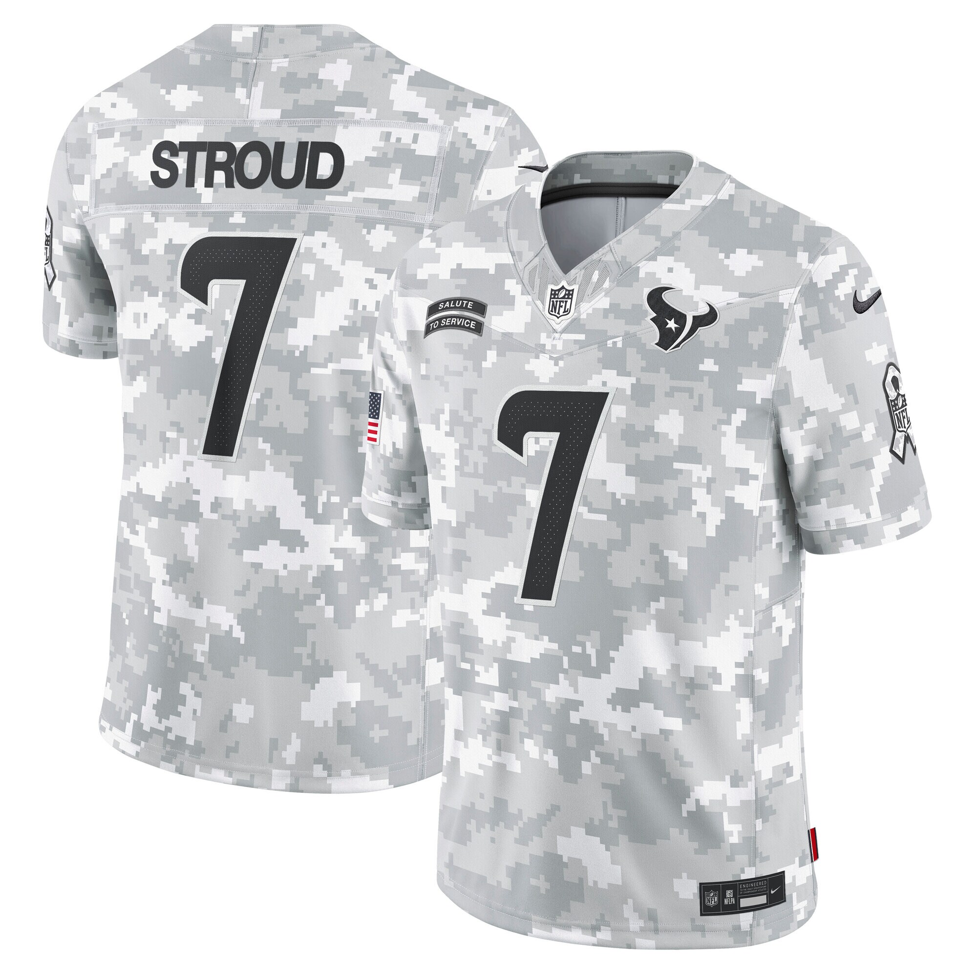 Men's Houston Texans C.J. Stroud Arctic Camo 2024 Salute to Service Limited Jersey JS1777 Saliibo