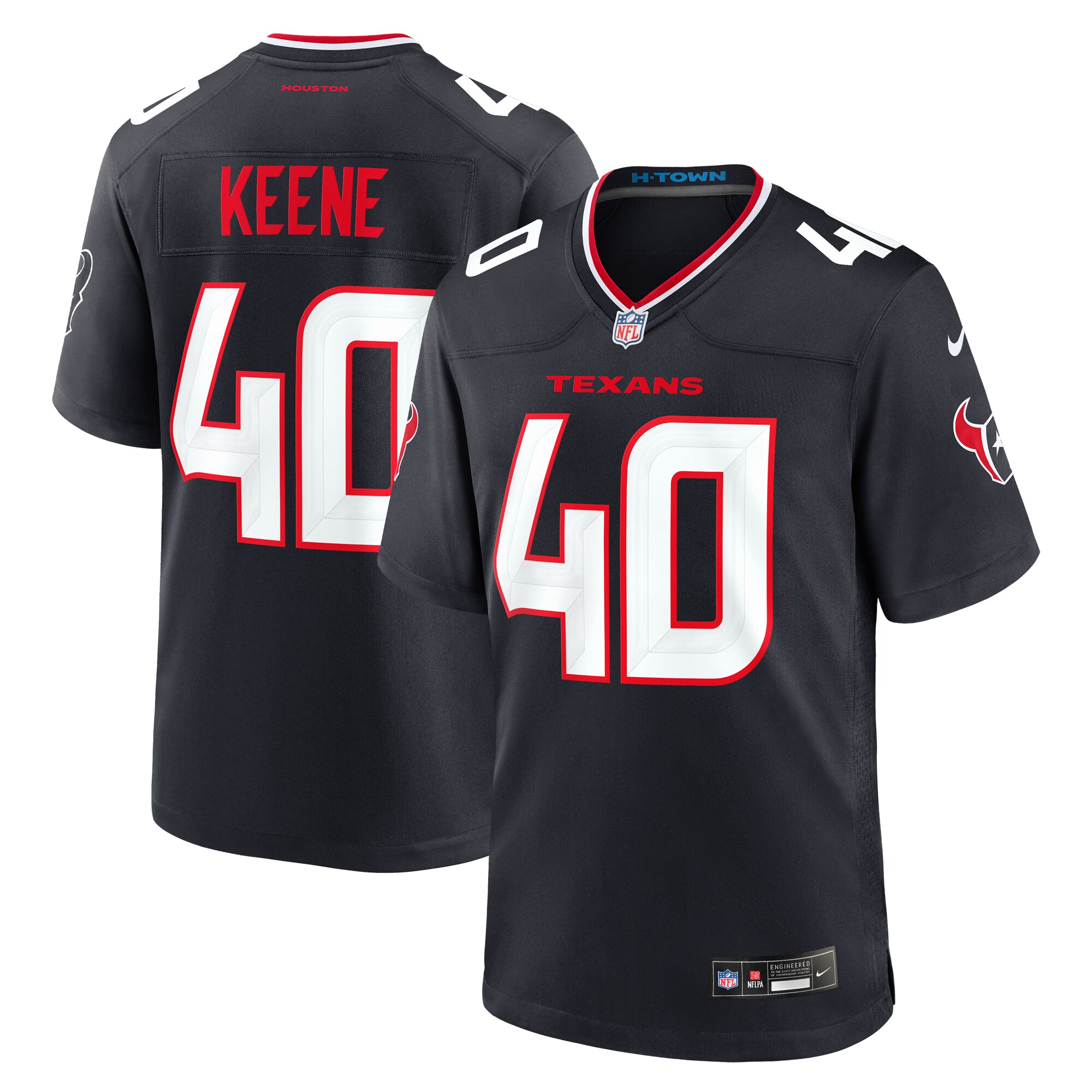 Men's Houston Texans Dalton Keene Navy Team Game Jersey JS1952 Saliibo