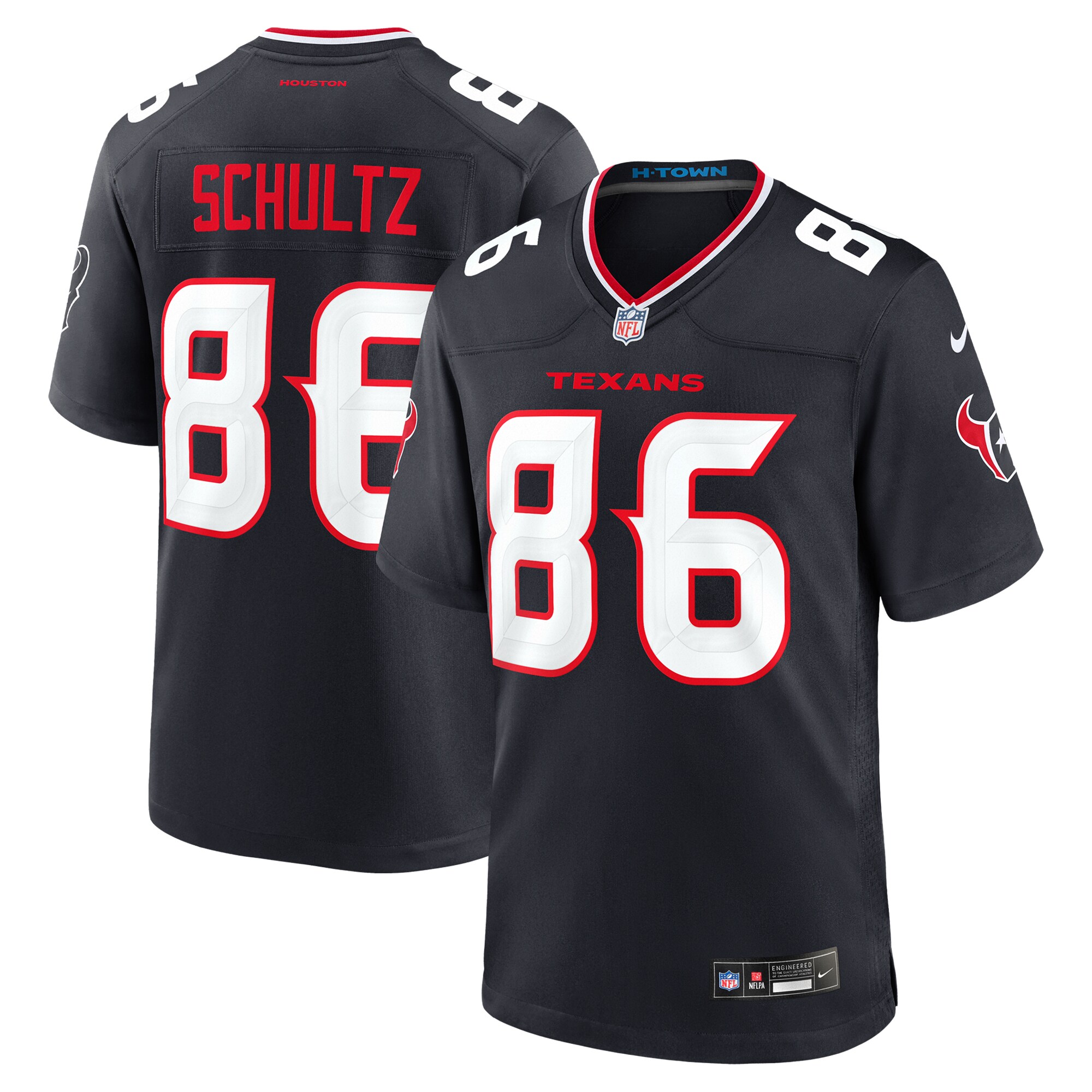 Men's Houston Texans Dalton Schultz Navy Team Game Jersey JS2535 Saliibo