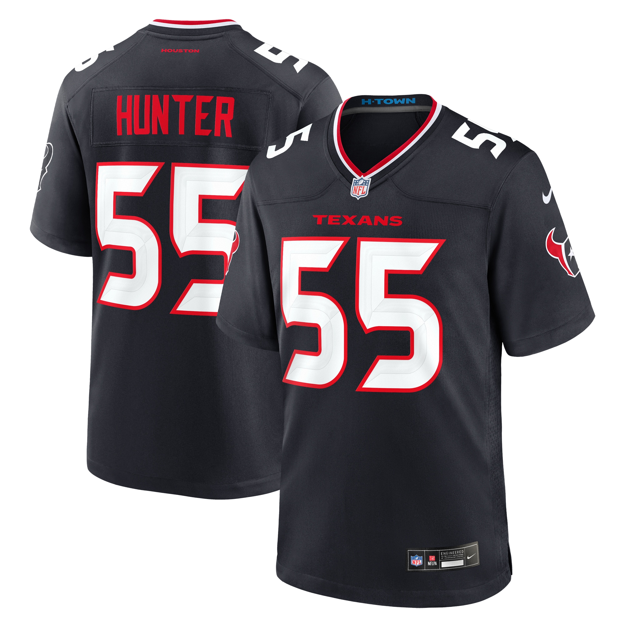 Men's Houston Texans Danielle Hunter Navy Team Game Jersey JS1238 Saliibo