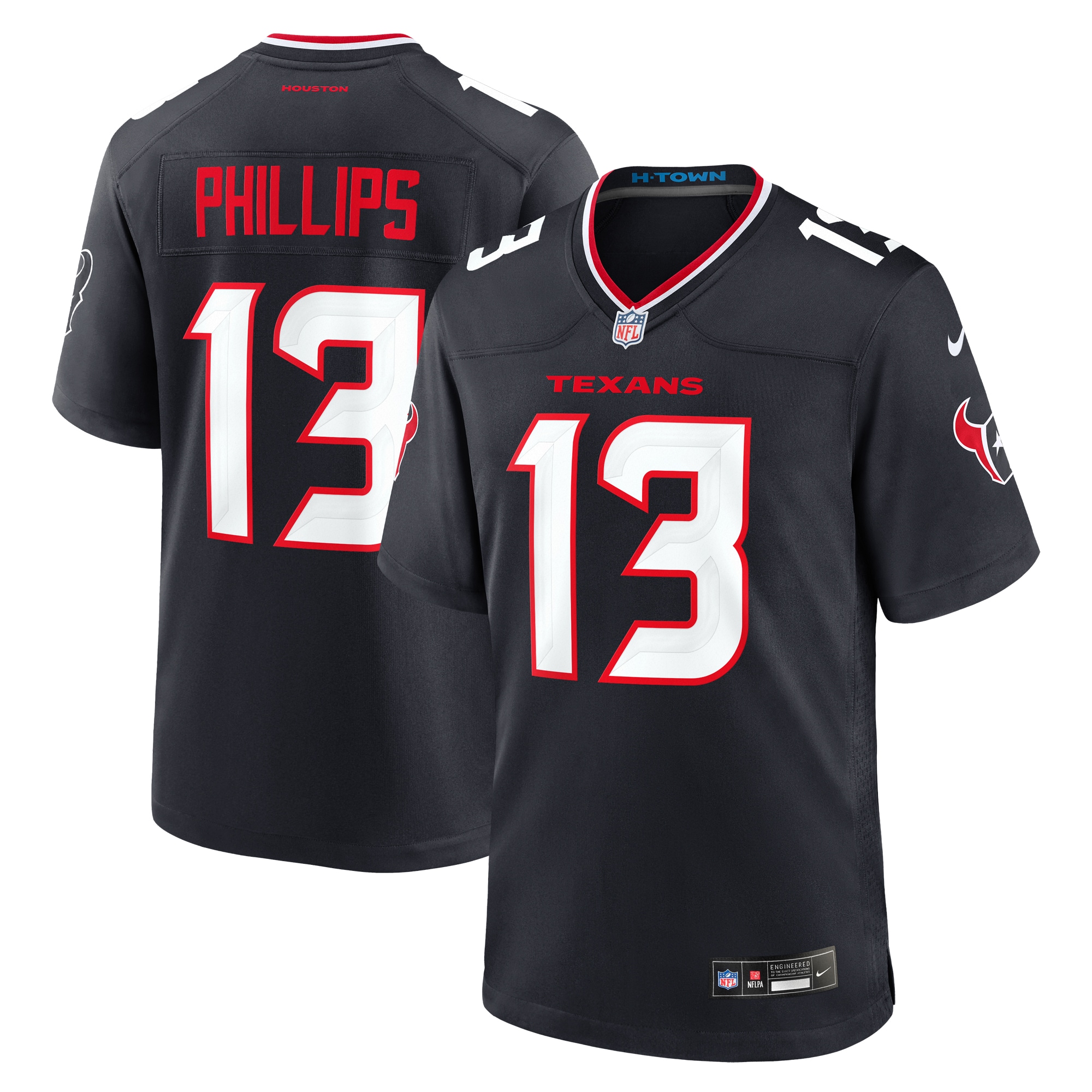 Men's Houston Texans DelShawn Phillips Navy Team Game Jersey JS9294 Saliibo