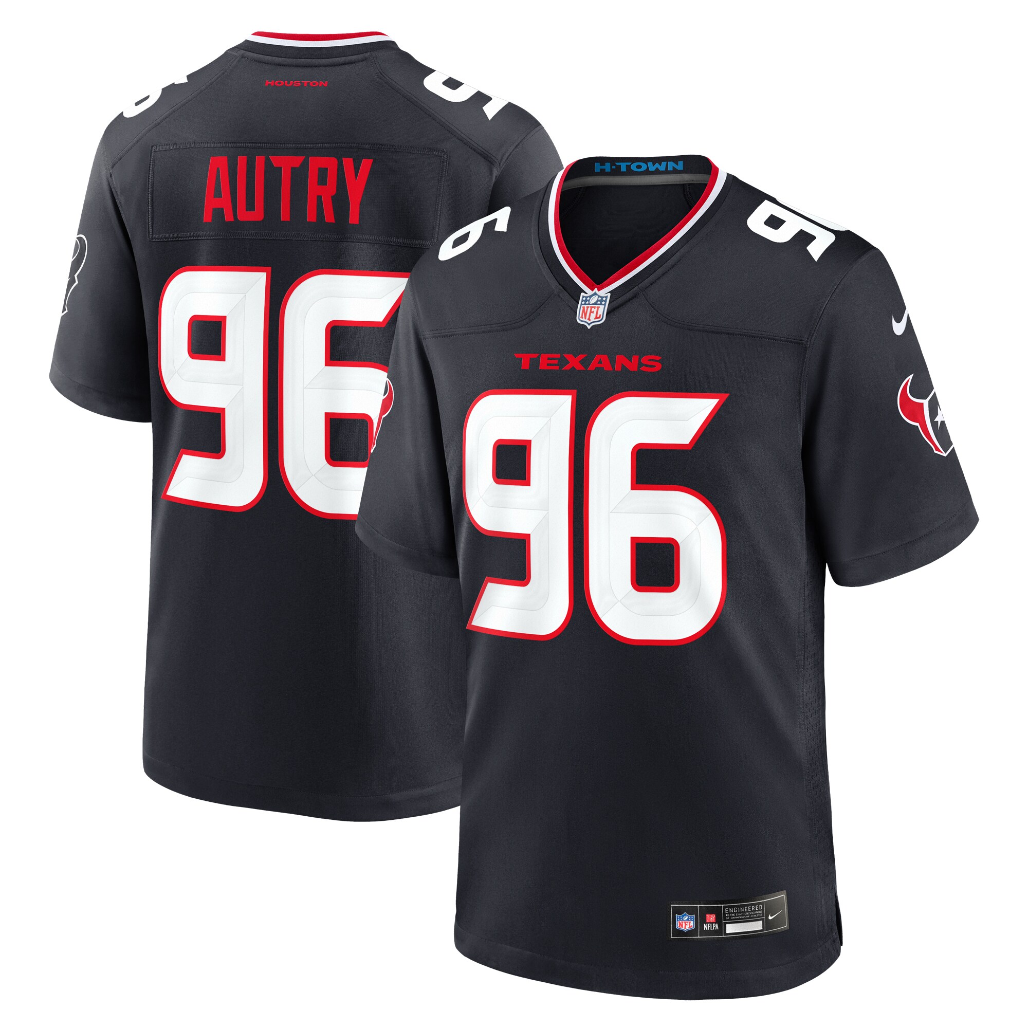 Men's Houston Texans Denico Autry Navy Team Game Jersey JS9381 Saliibo