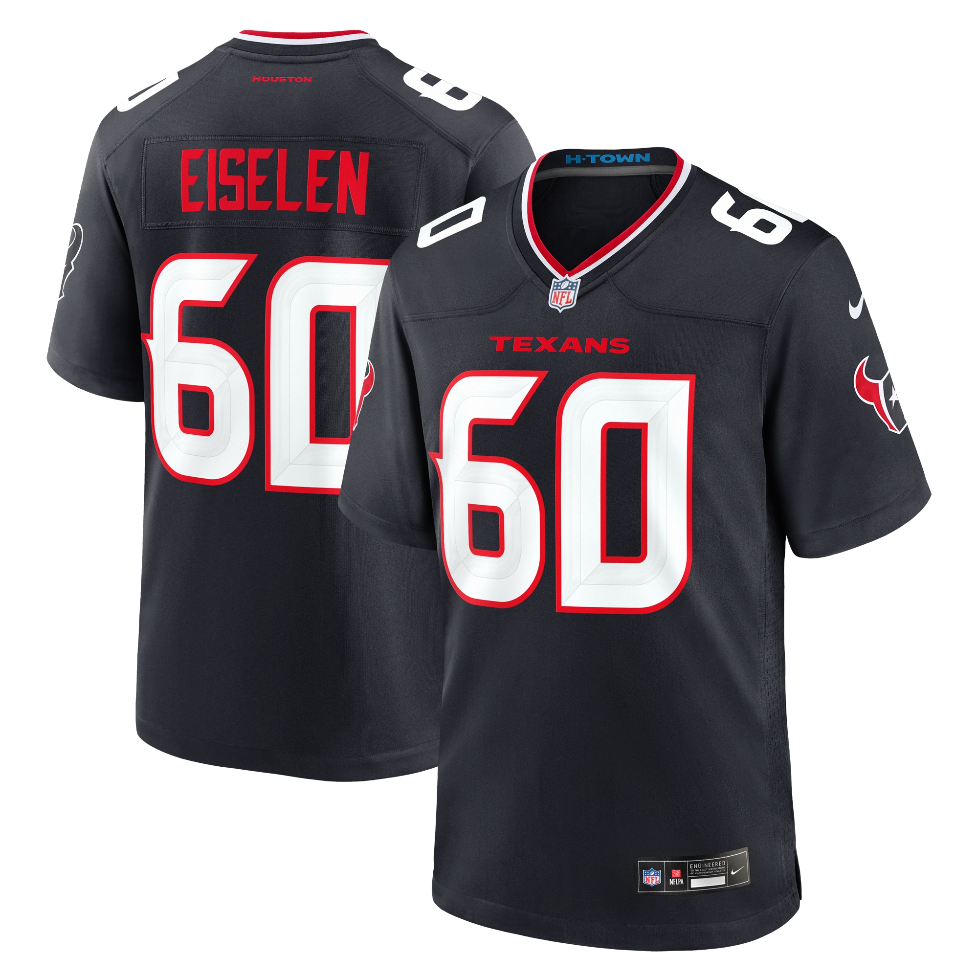 Men's Houston Texans Dieter Eiselen Navy Team Game Jersey JS2329 Saliibo