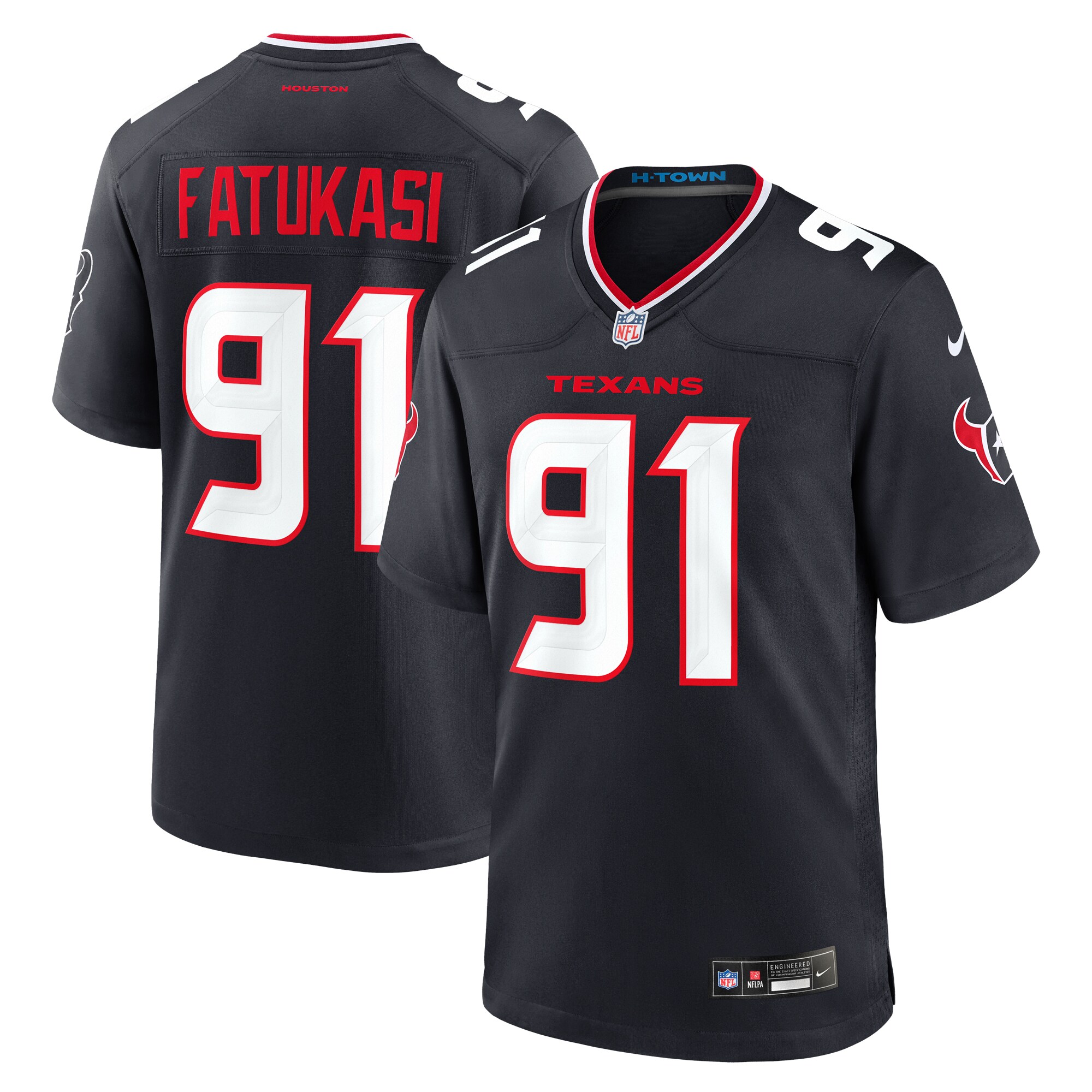 Men's Houston Texans Folorunso Fatukasi Navy Team Game Jersey JS6385 Saliibo